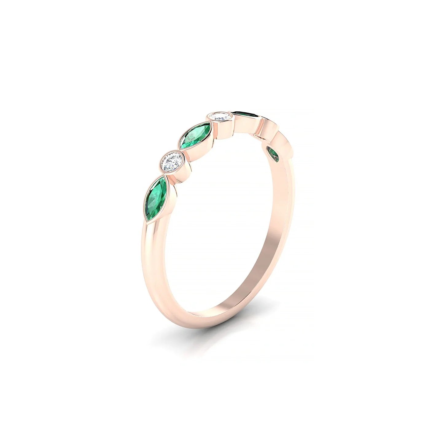 Delight | 18k Rose Gold 4 x 2 mm Marquise Emerald Ring