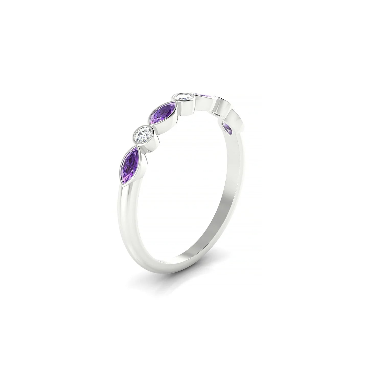Delight | 18k White Gold 4 x 2 mm Marquise Amethyst Ring