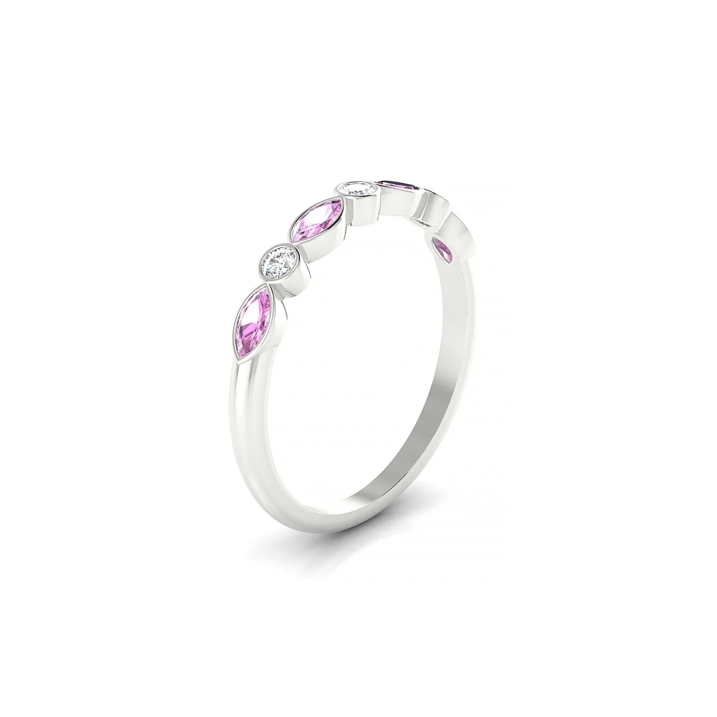 Delight | 18k White Gold 4 x 2 mm Marquise Pink Sapphire Ring