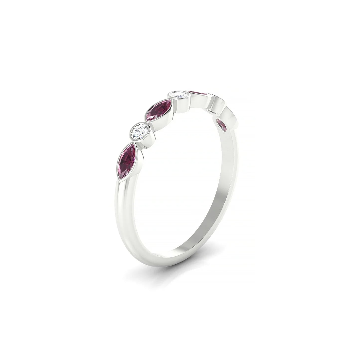 Delight | 18k White Gold 4 x 2 mm Marquise Rhodolite Ring