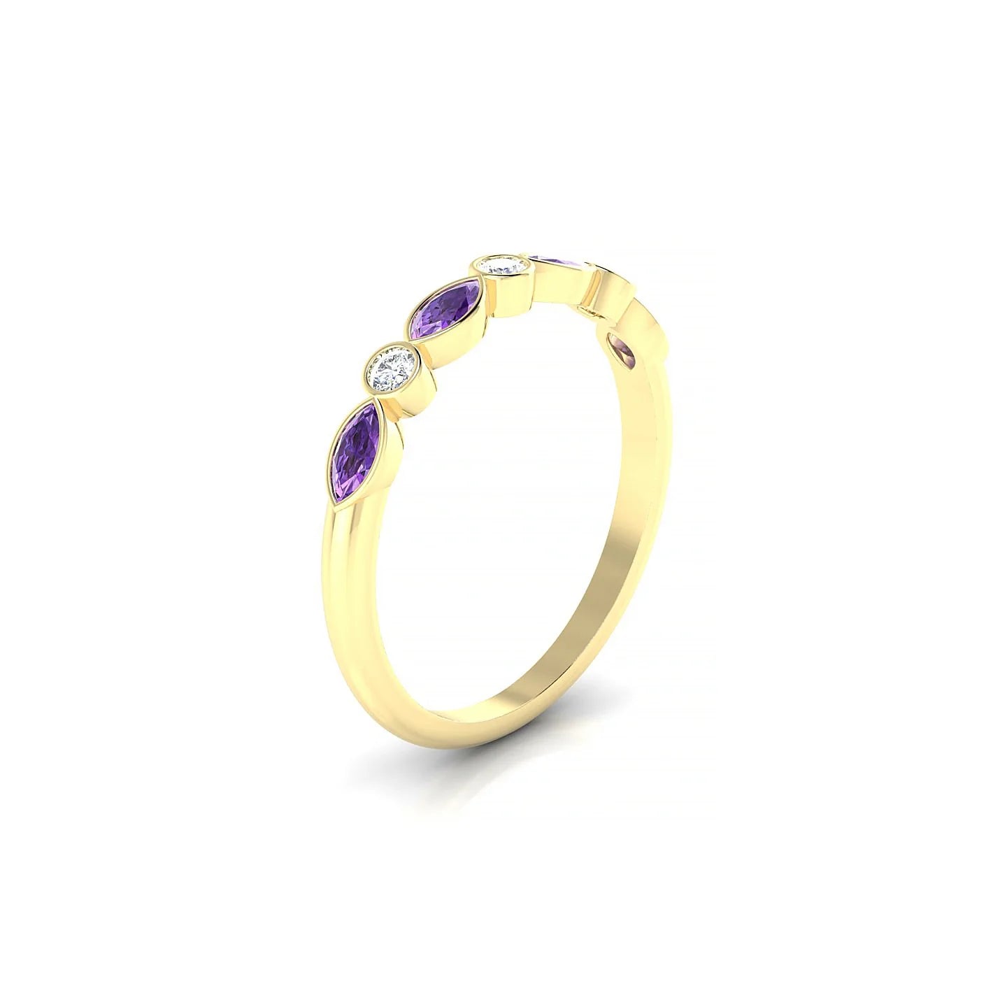 Delight | 18k Yellow Gold 4 x 2 mm Marquise Amethyst Ring