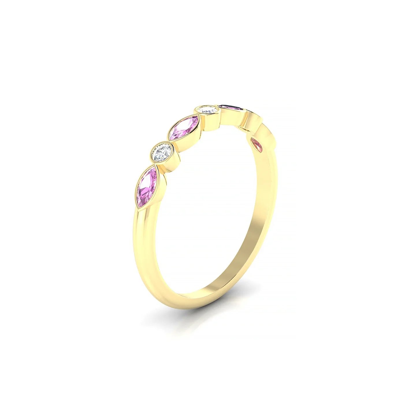 Delight | 18k Yellow Gold 4 x 2 mm Marquise Pink Sapphire Ring