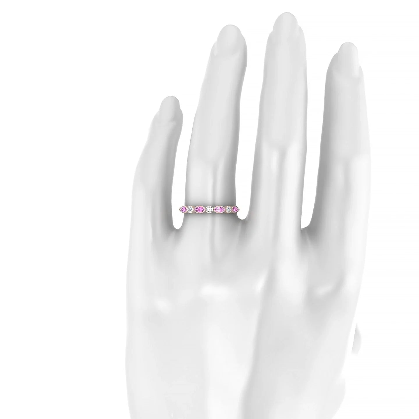 Delight | 18k Rose Gold 4 x 2 mm Marquise Pink Sapphire Ring