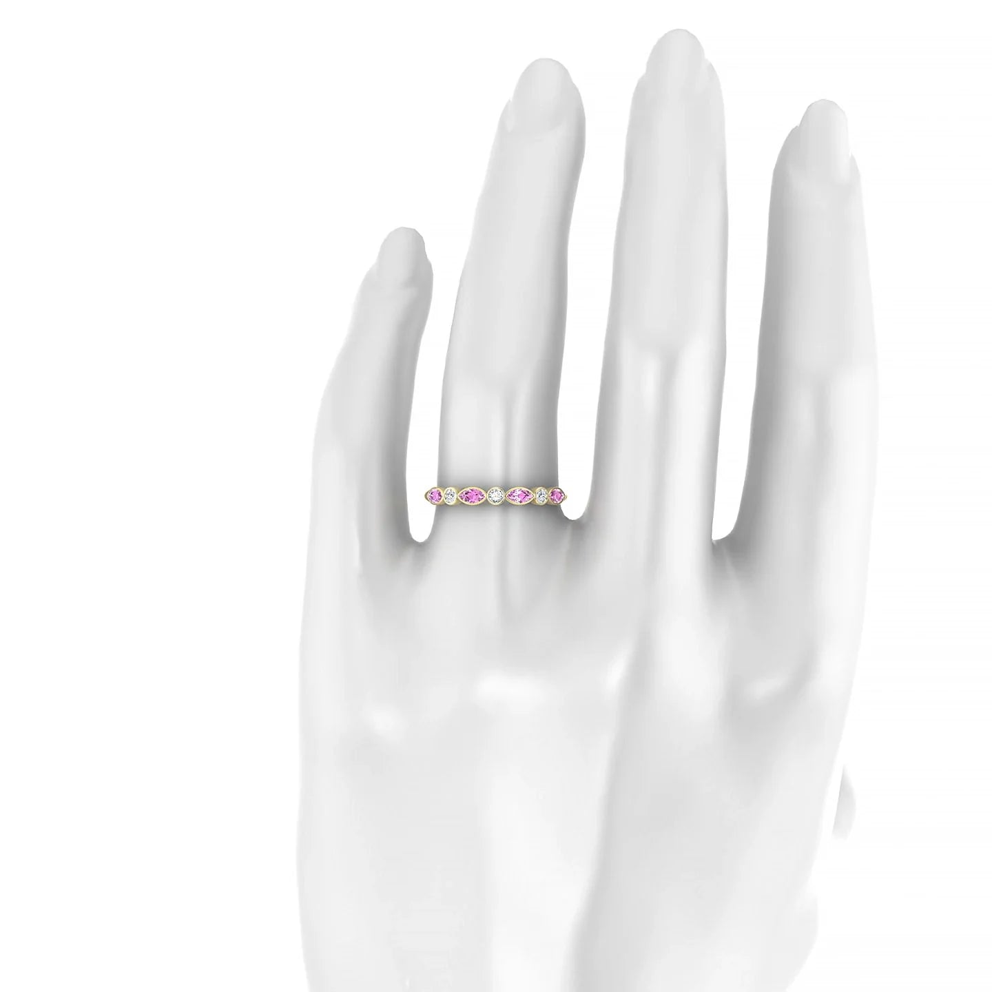Delight | 18k Yellow Gold 4 x 2 mm Marquise Pink Sapphire Ring