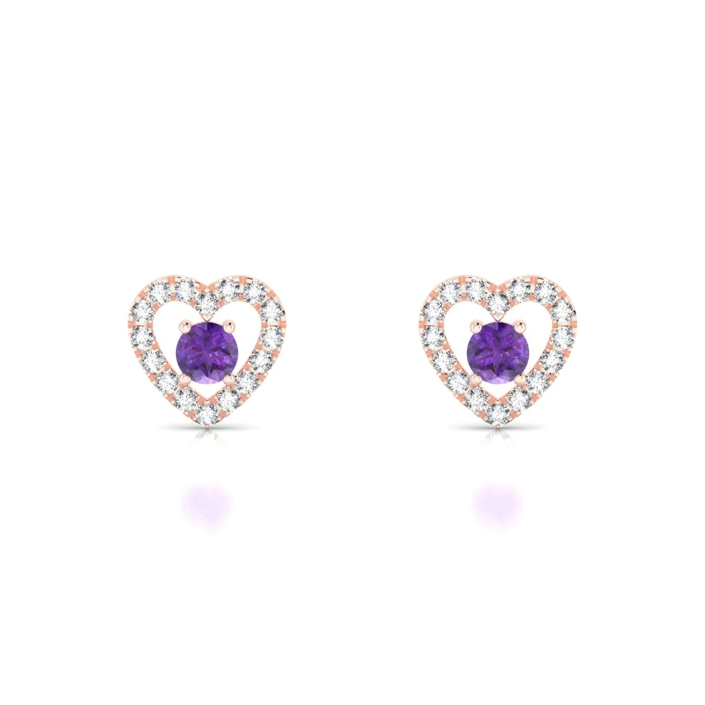 Desire | 18k Rose Gold 3 mm Round Amethyst Earrings