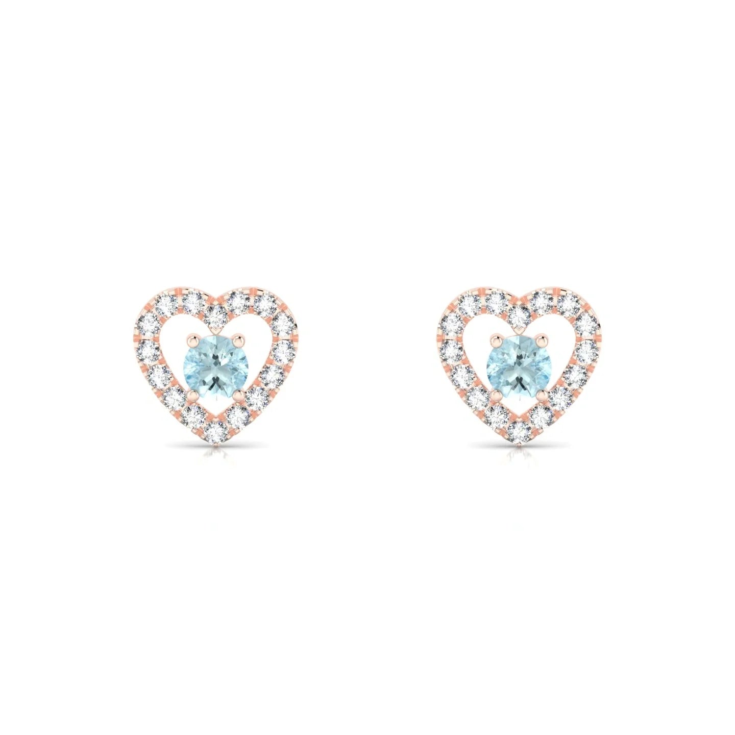 Desire | 18k Rose Gold 3 mm Round Aquamarine Earrings