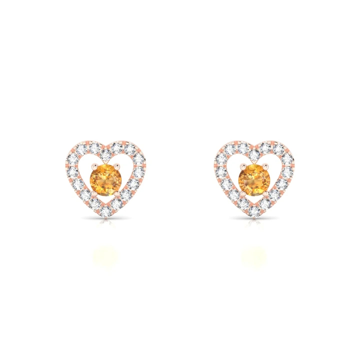 Desire | 18k Rose Gold 3 mm Round Citrine Earrings