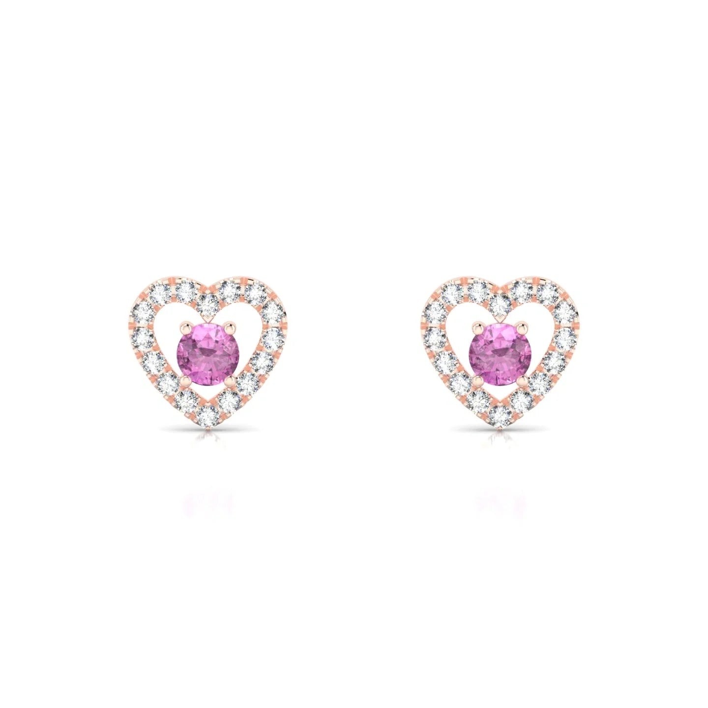 Desire | 18k Rose Gold 3 mm Round Pink Sapphire Earrings