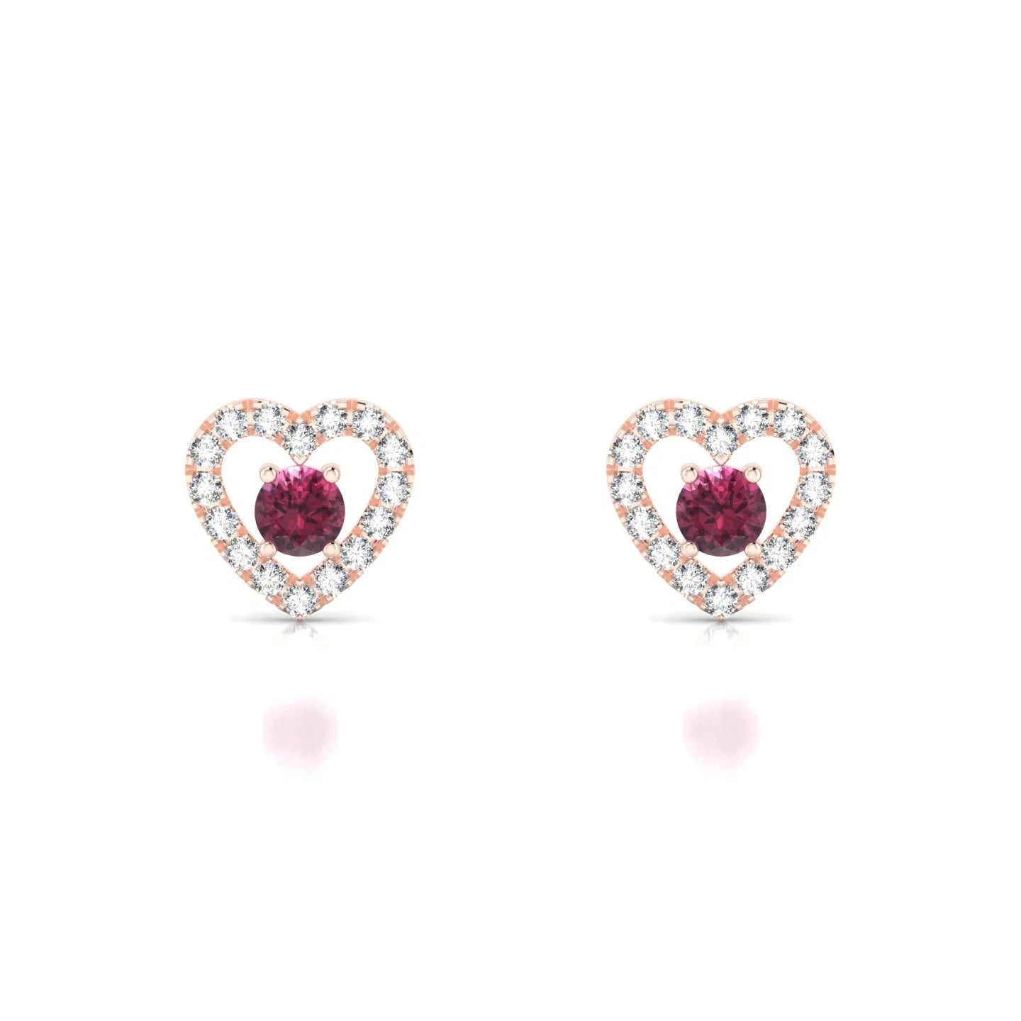 Desire | 18k Rose Gold 3 mm Round Rhodolite Earrings
