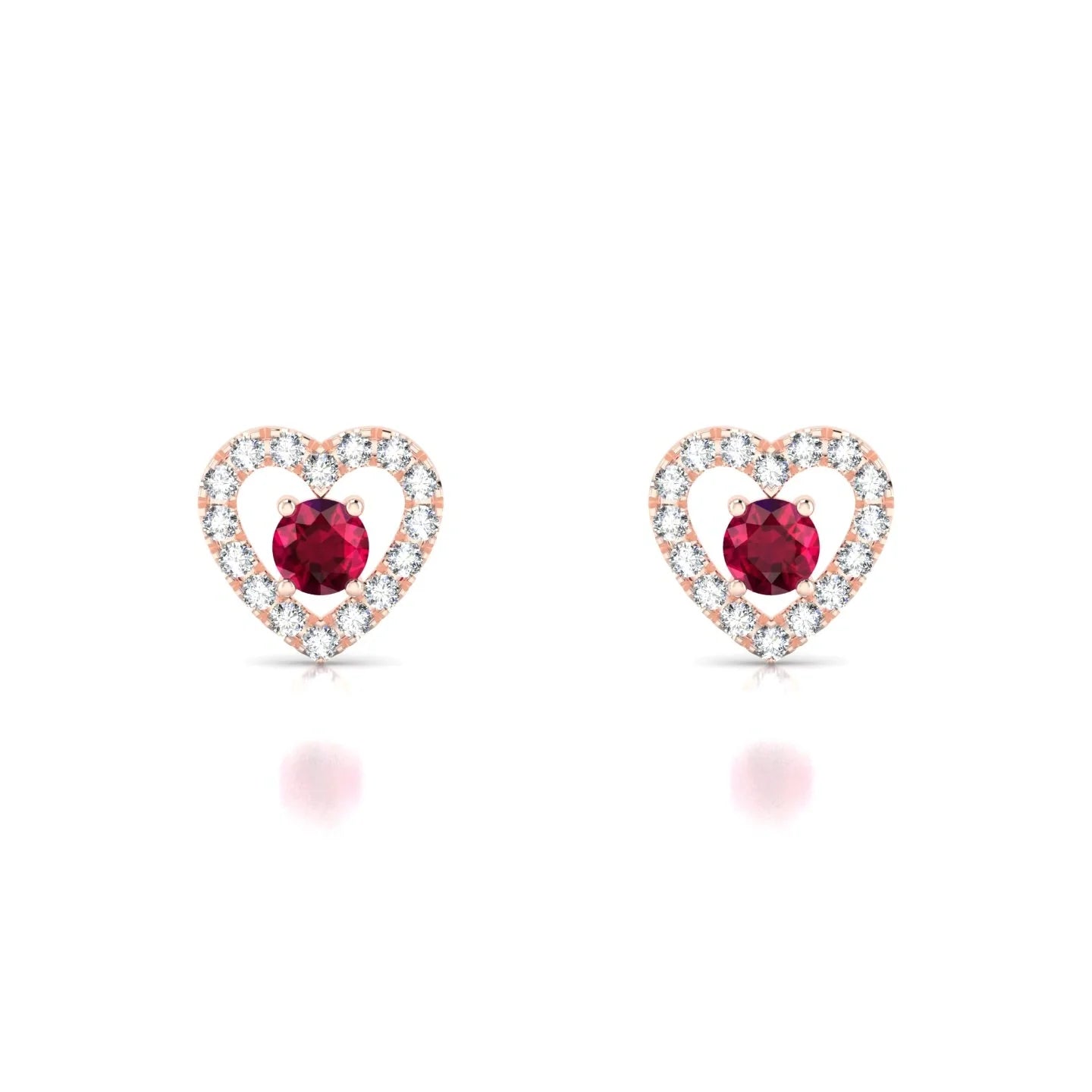 Desire | 18k Rose Gold 3 mm Round Ruby Earrings