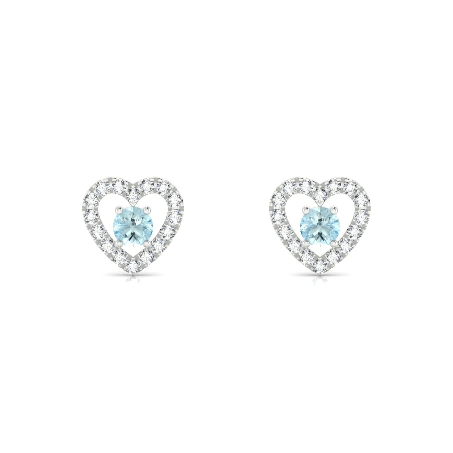 Desire | 18k White Gold 3 mm Round Aquamarine Earrings