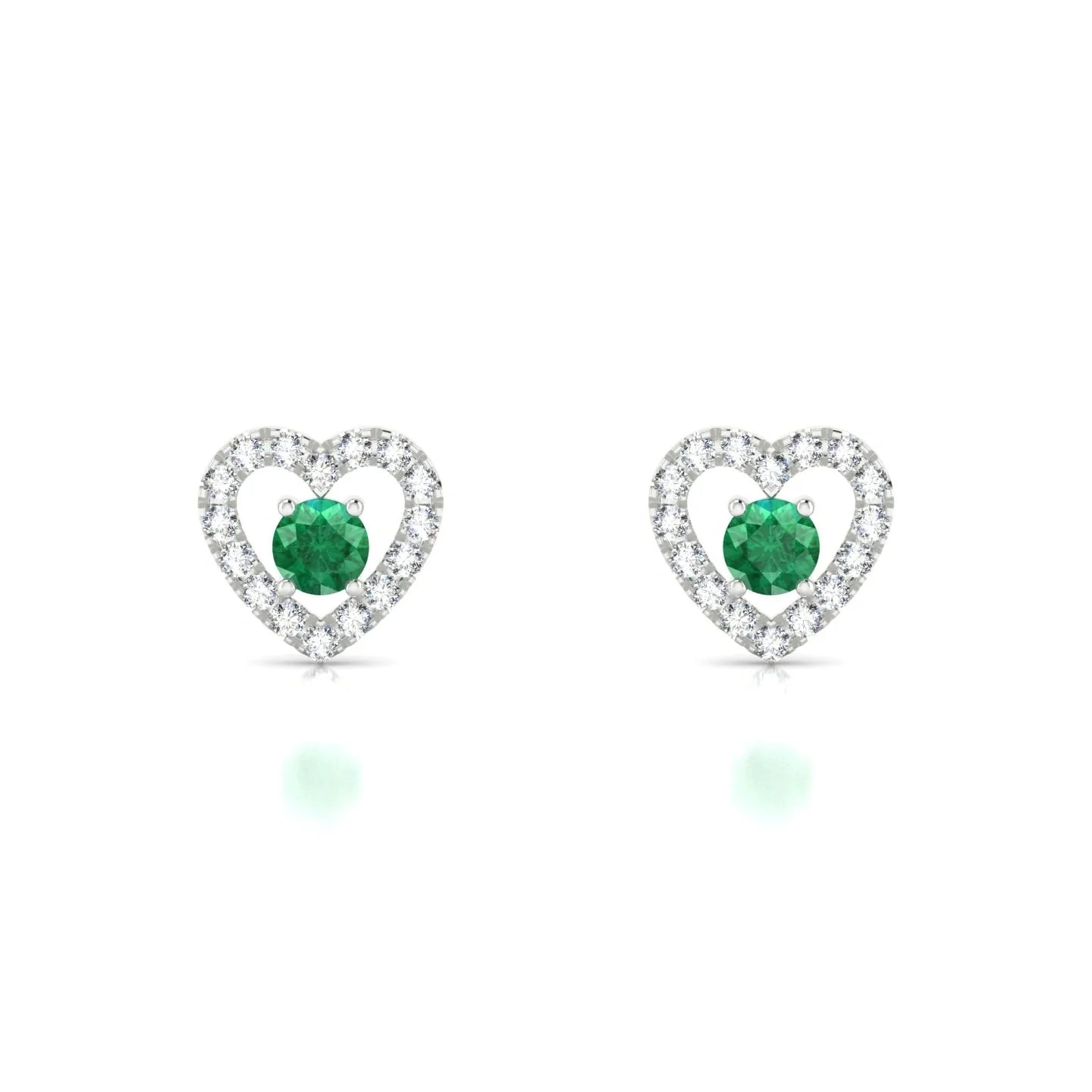 Desire | 18k White Gold 3 mm Round Emerald Earrings