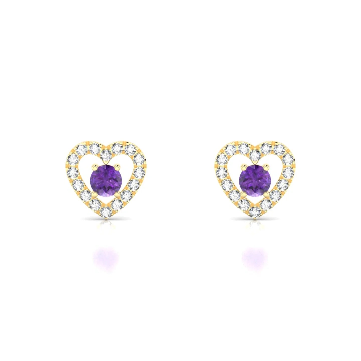 Desire | 18k Yellow Gold 3 mm Round Amethyst Earrings