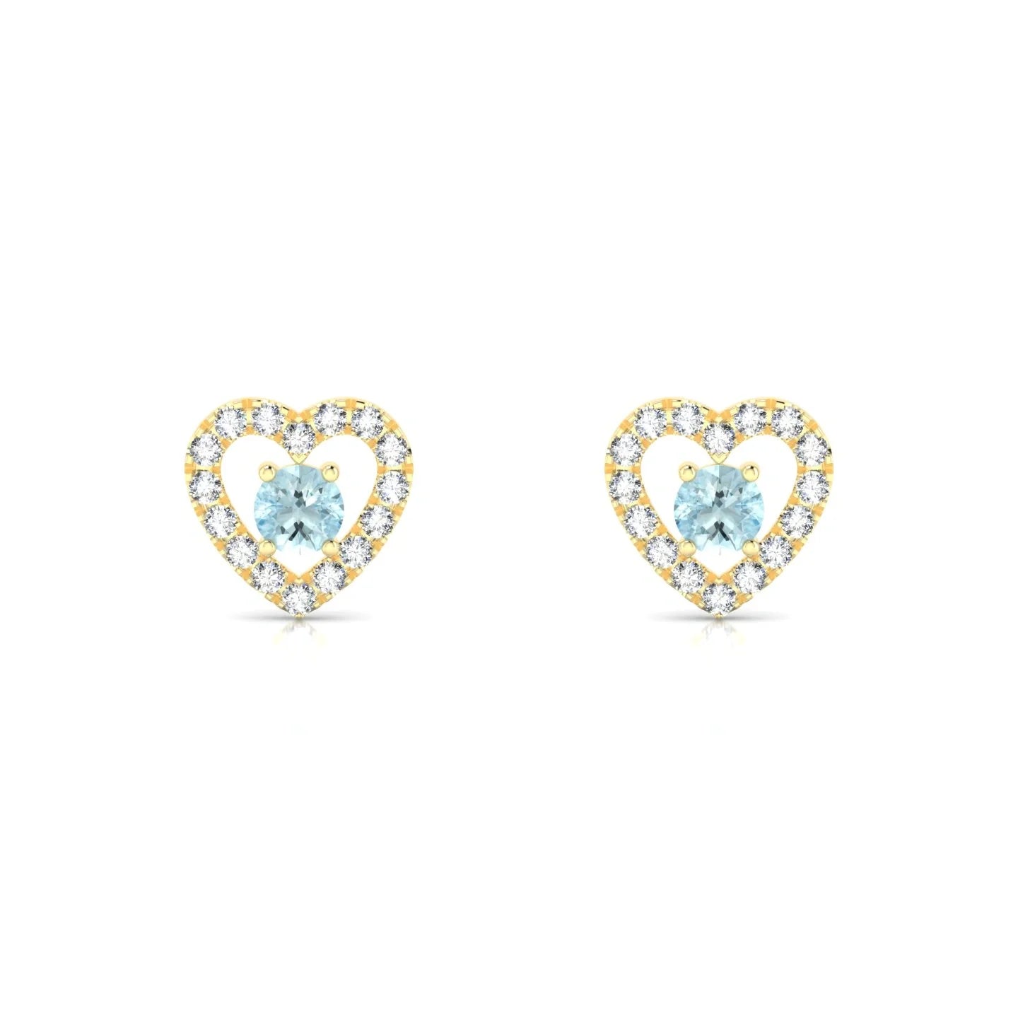 Desire | 18k Yellow Gold 3 mm Round Aquamarine Earrings