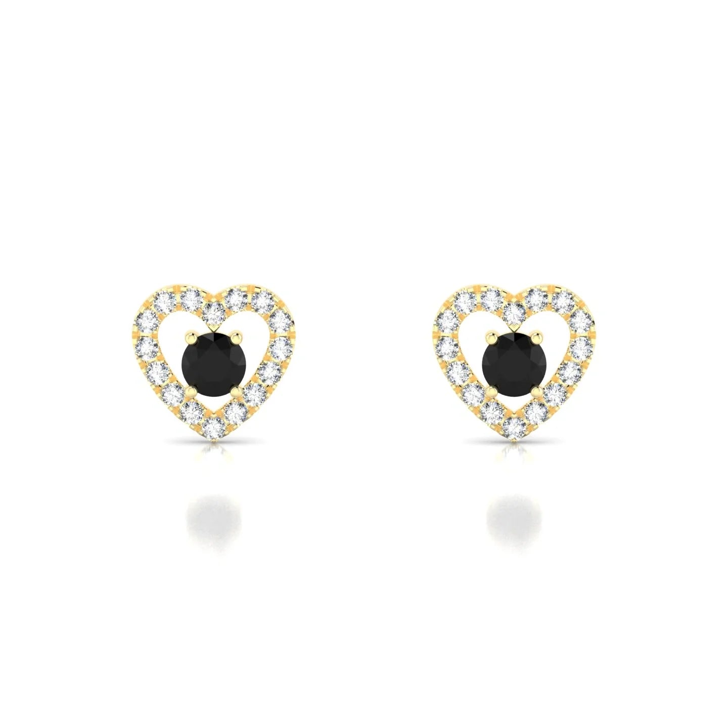 Desire | 18k Yellow Gold 3 mm Round Black Diamond Earrings