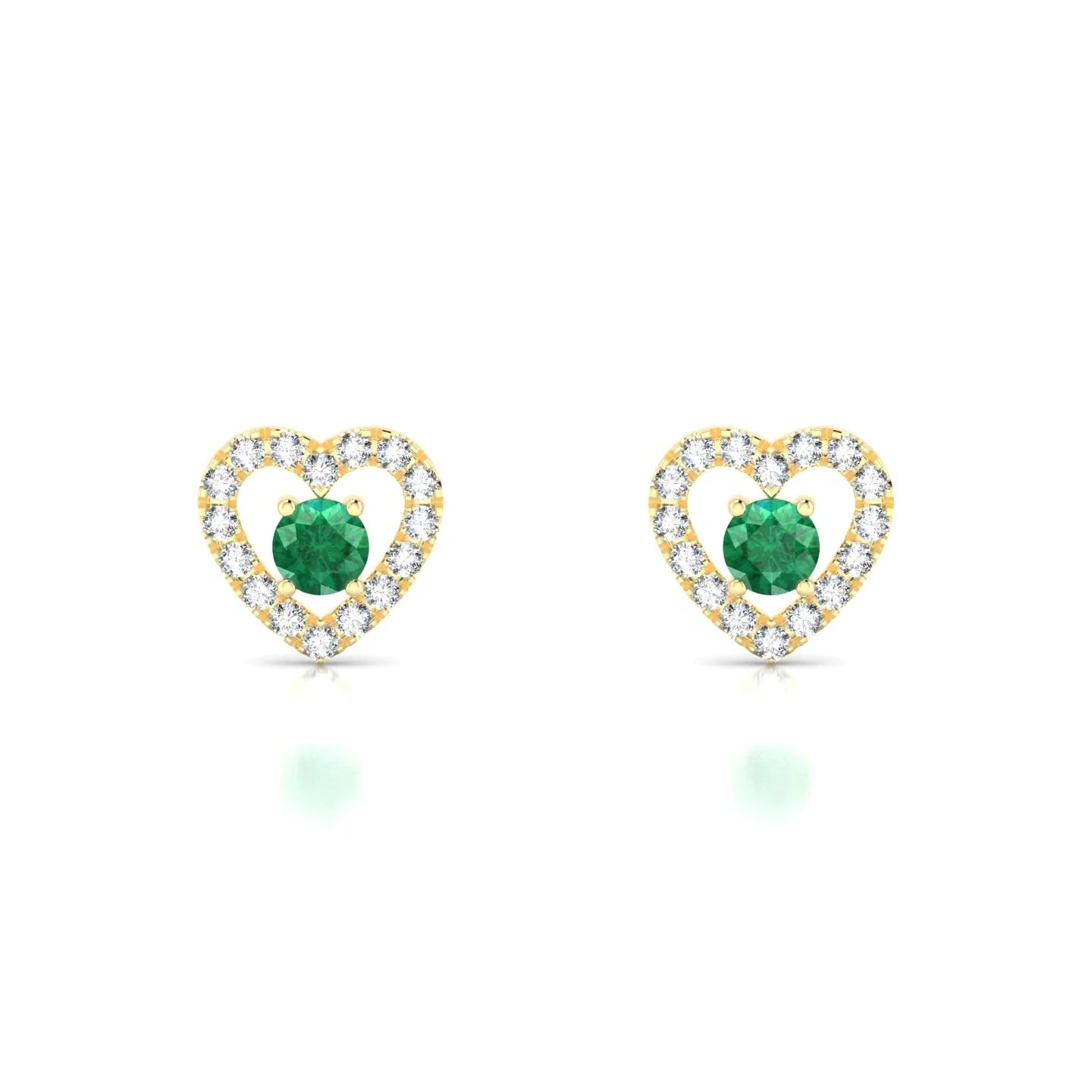 Desire | 18k Yellow Gold 3 mm Round Emerald Earrings