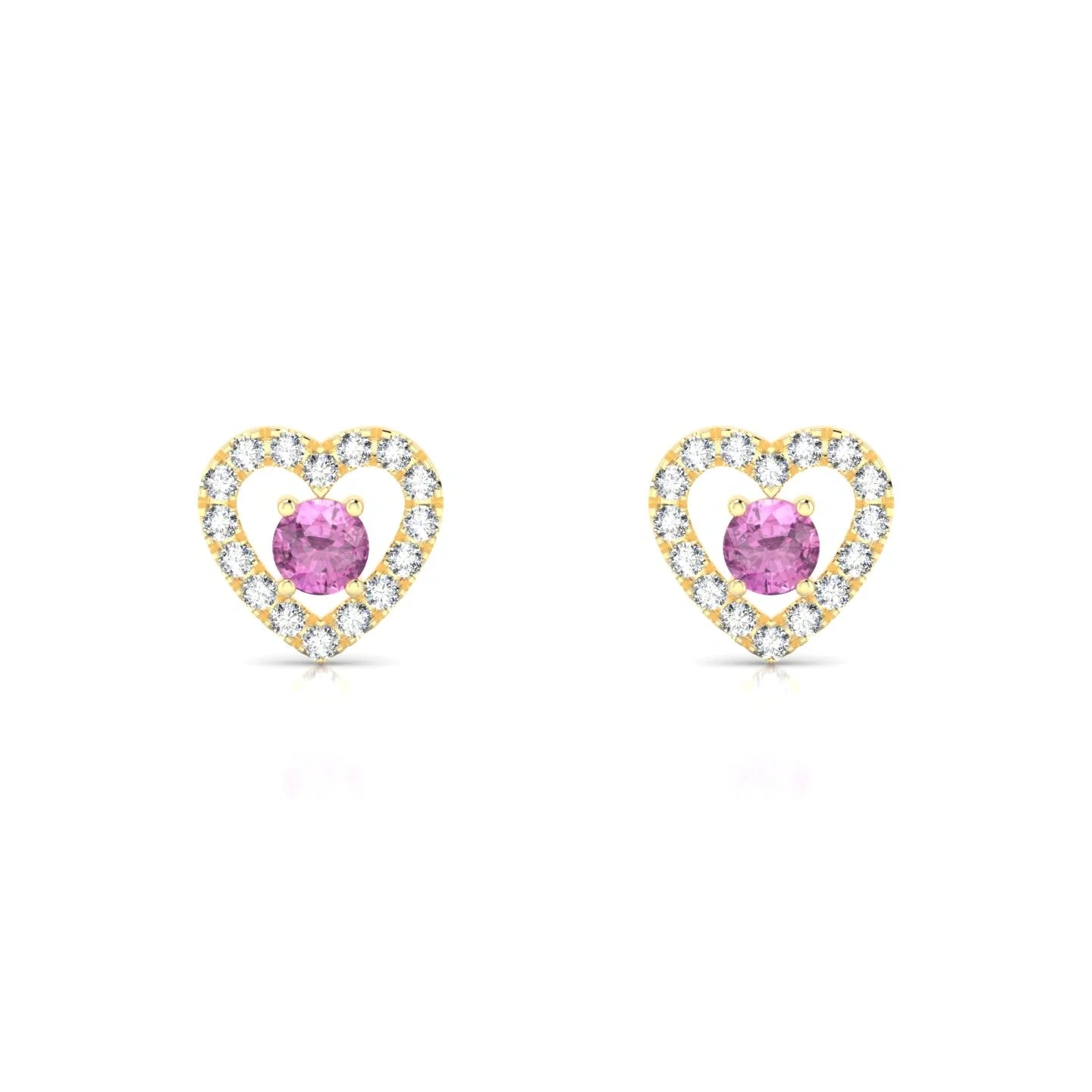 Desire | 18k Yellow Gold 3 mm Round Pink Sapphire Earrings