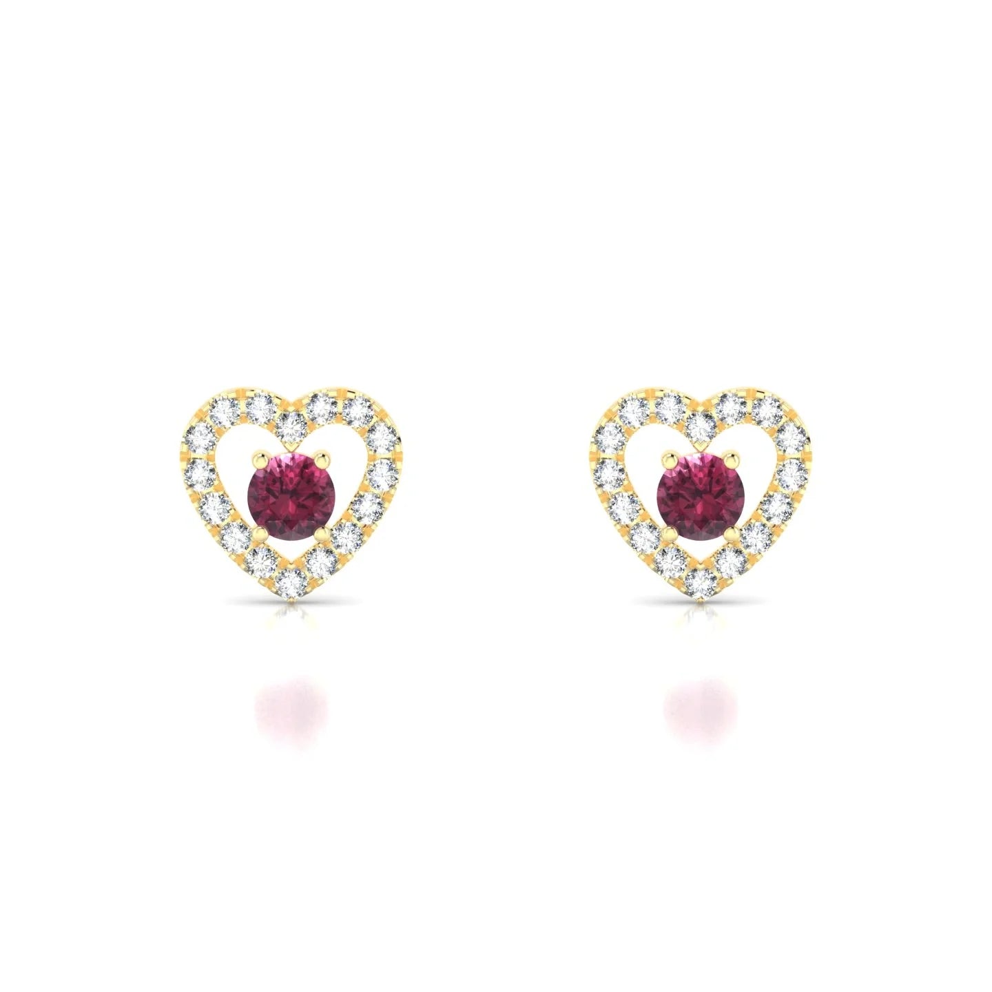 Desire | 18k Yellow Gold 3 mm Round Rhodolite Earrings