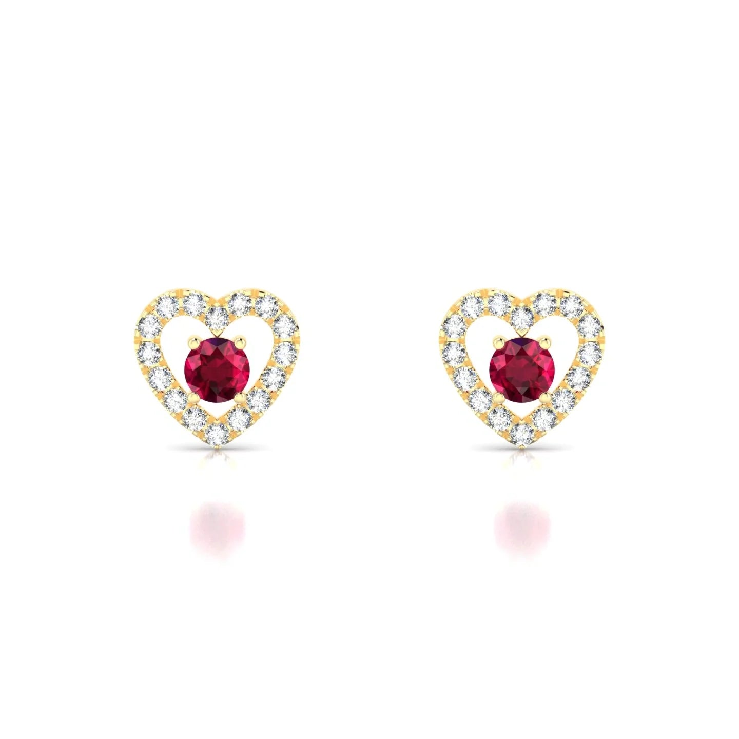 Desire | 18k Yellow Gold 3 mm Round Ruby Earrings