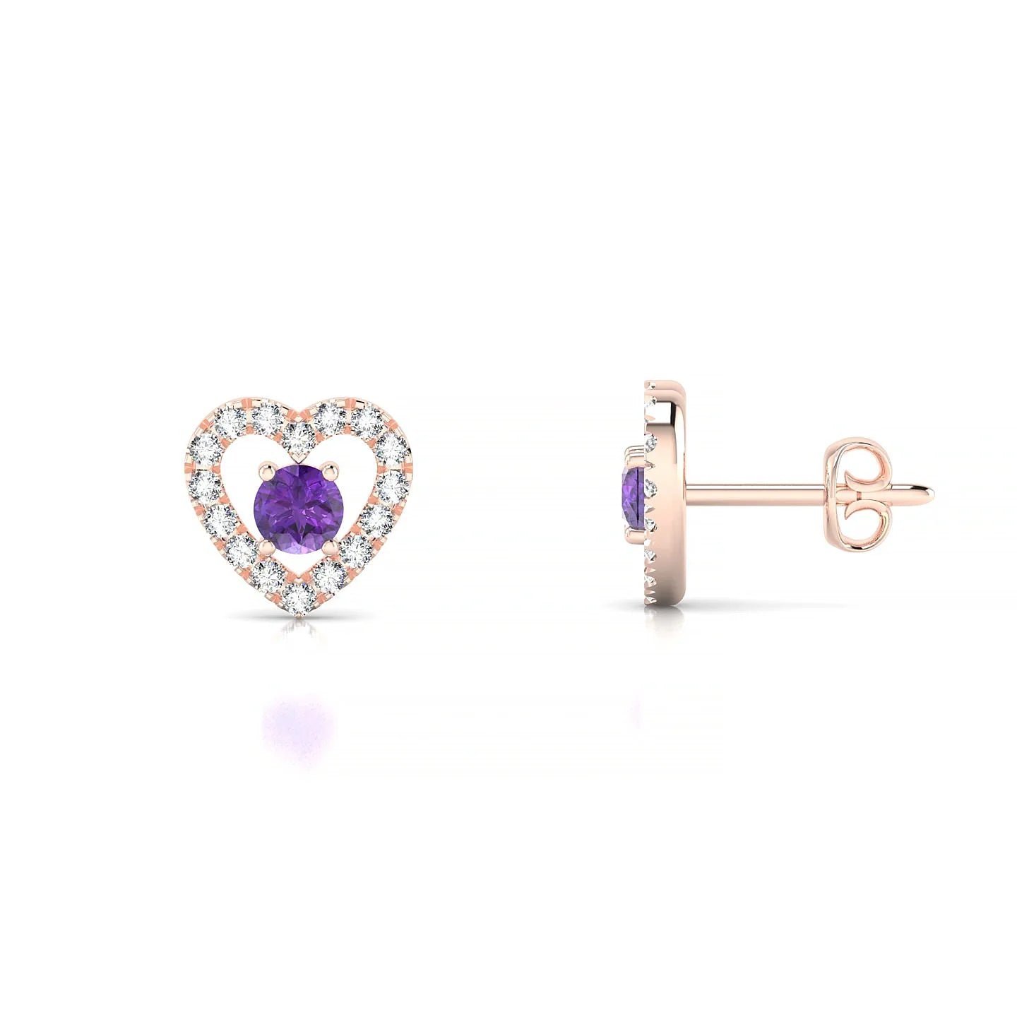 Desire | 18k Rose Gold 3 mm Round Amethyst Earrings