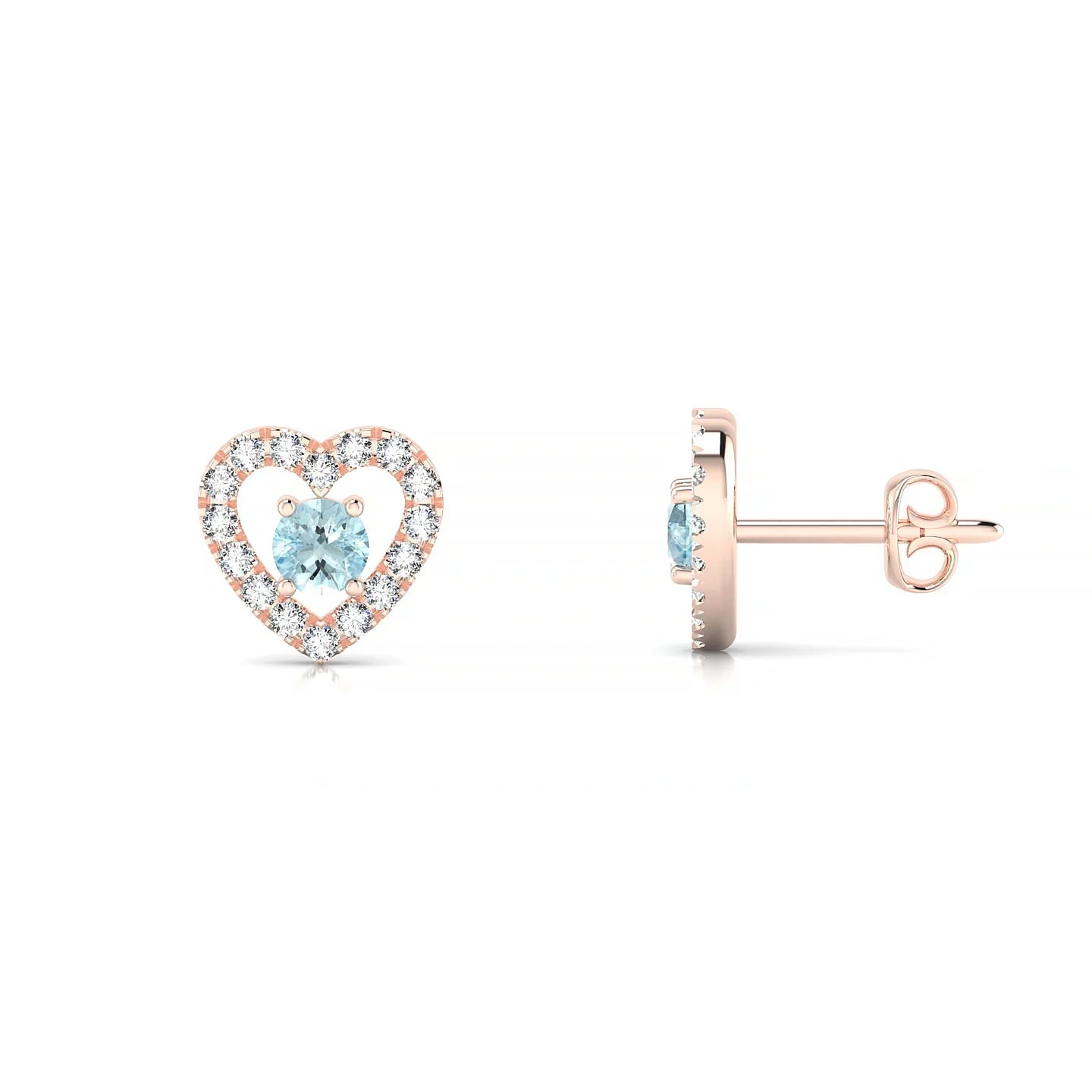 Desire | 18k Rose Gold 3 mm Round Aquamarine Earrings