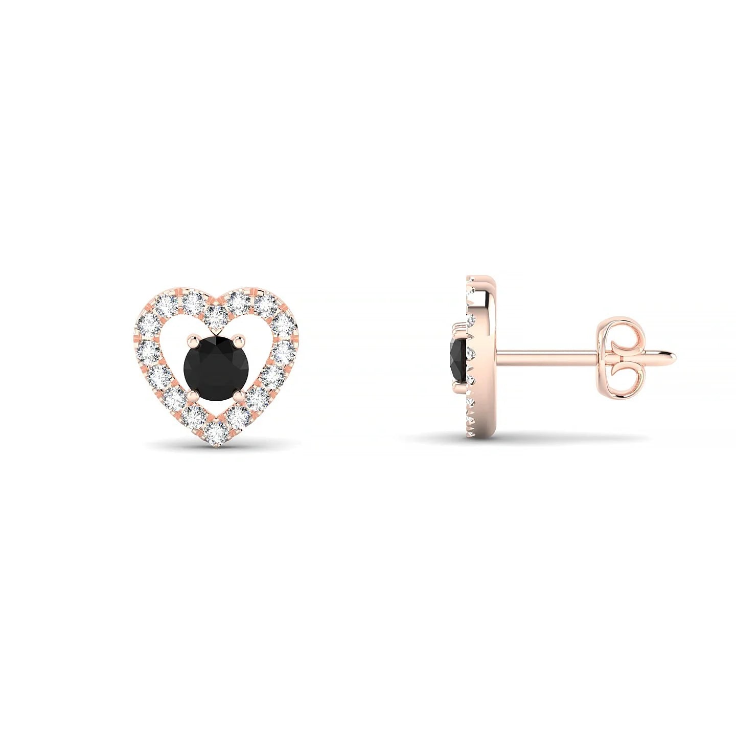 Desire | 18k Rose Gold 3 mm Round Black Diamond Earrings