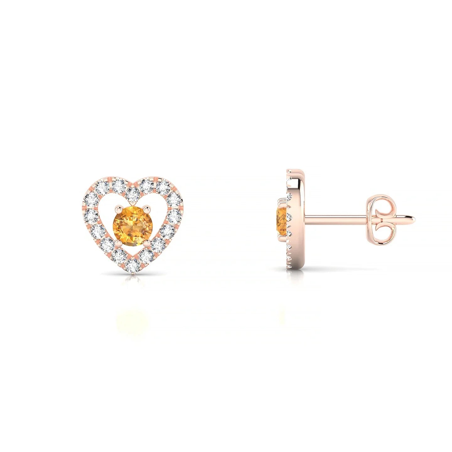 Desire | 18k Rose Gold 3 mm Round Citrine Earrings