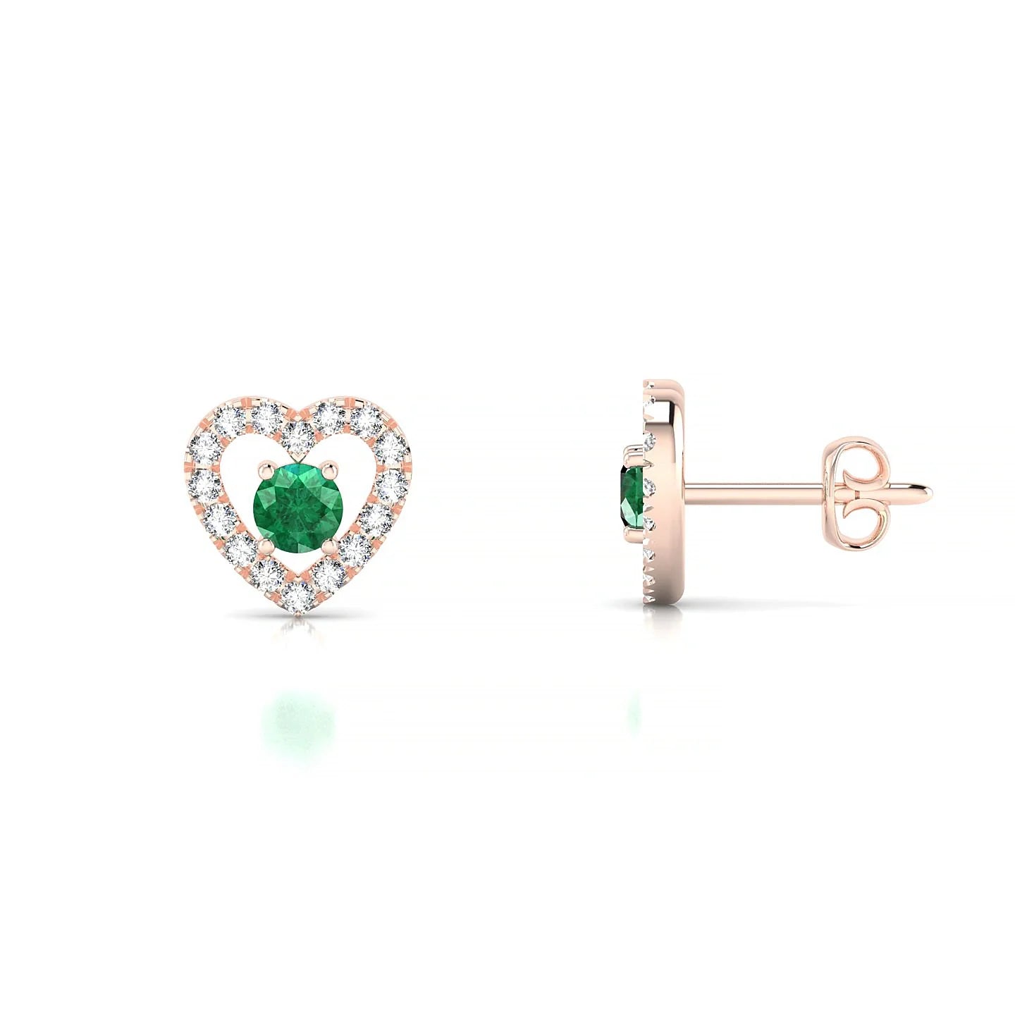 Desire | 18k Rose Gold 3 mm Round Emerald Earrings