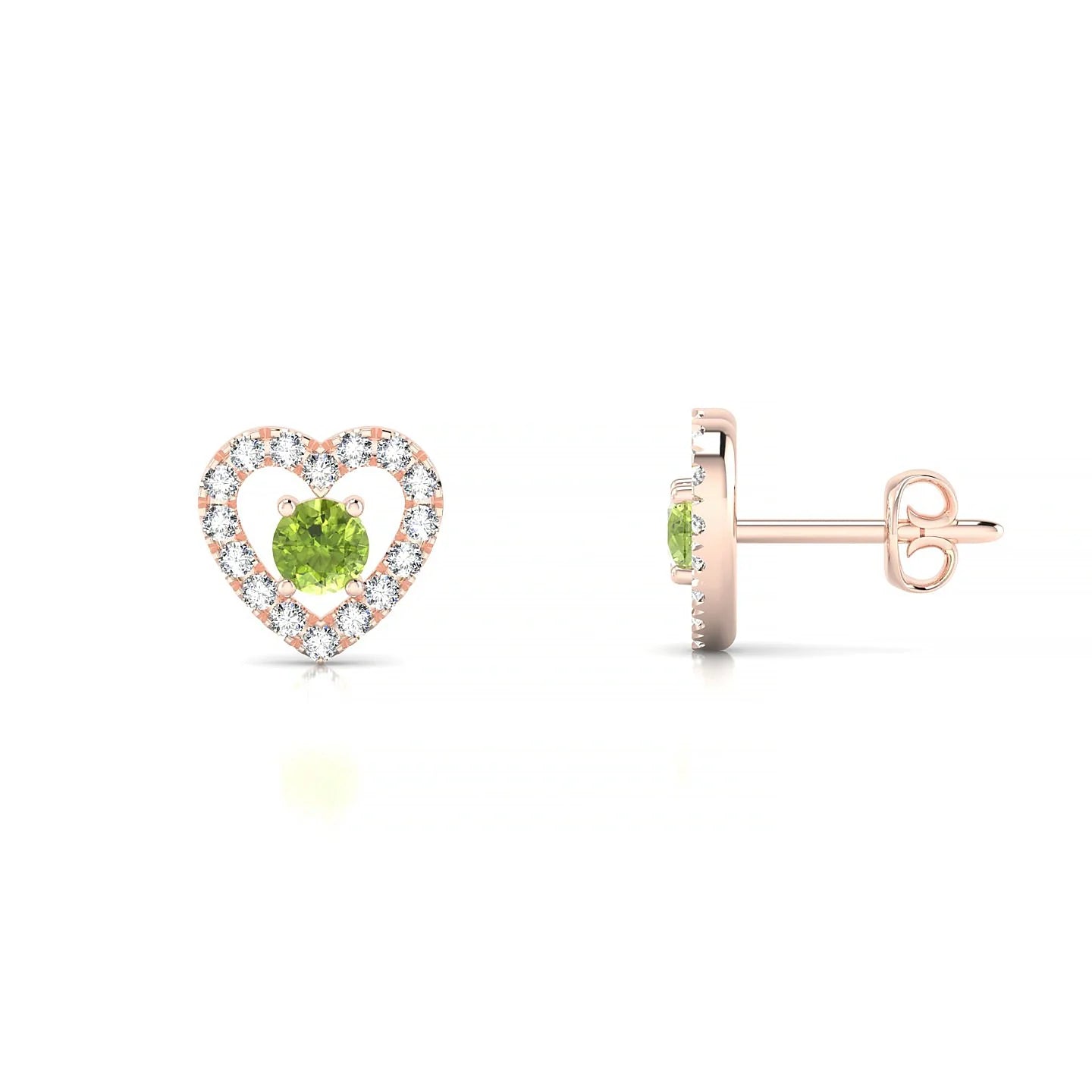 Desire | 18k Rose Gold 3 mm Round Peridot Earrings