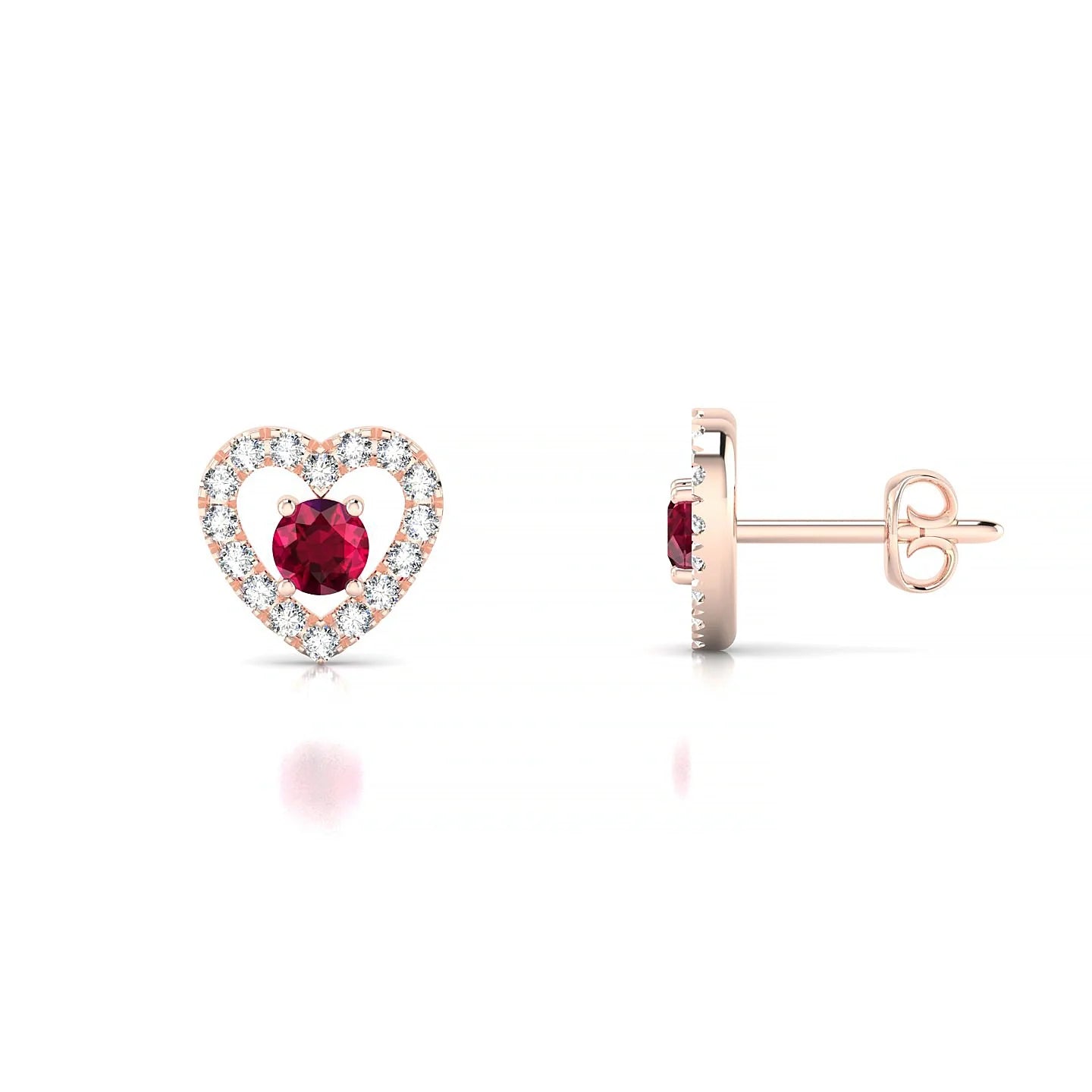 Desire | 18k Rose Gold 3 mm Round Ruby Earrings