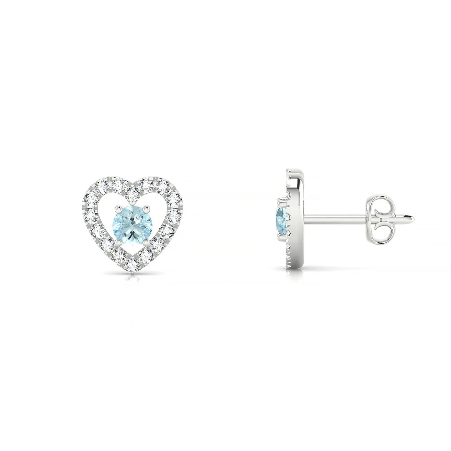 Desire | 18k White Gold 3 mm Round Aquamarine Earrings