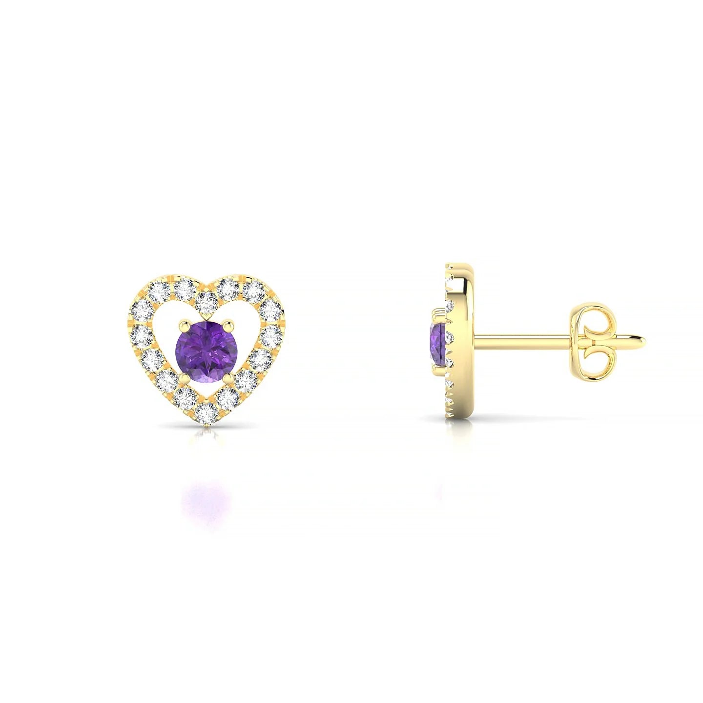 Desire | 18k Yellow Gold 3 mm Round Amethyst Earrings