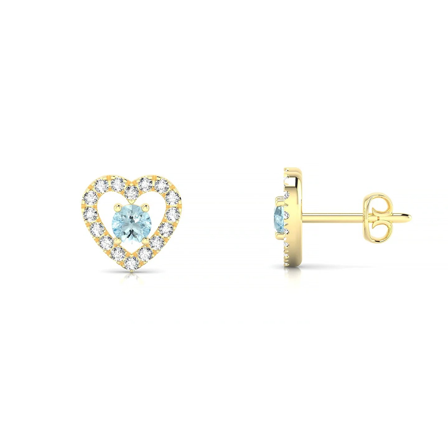 Desire | 18k Yellow Gold 3 mm Round Aquamarine Earrings