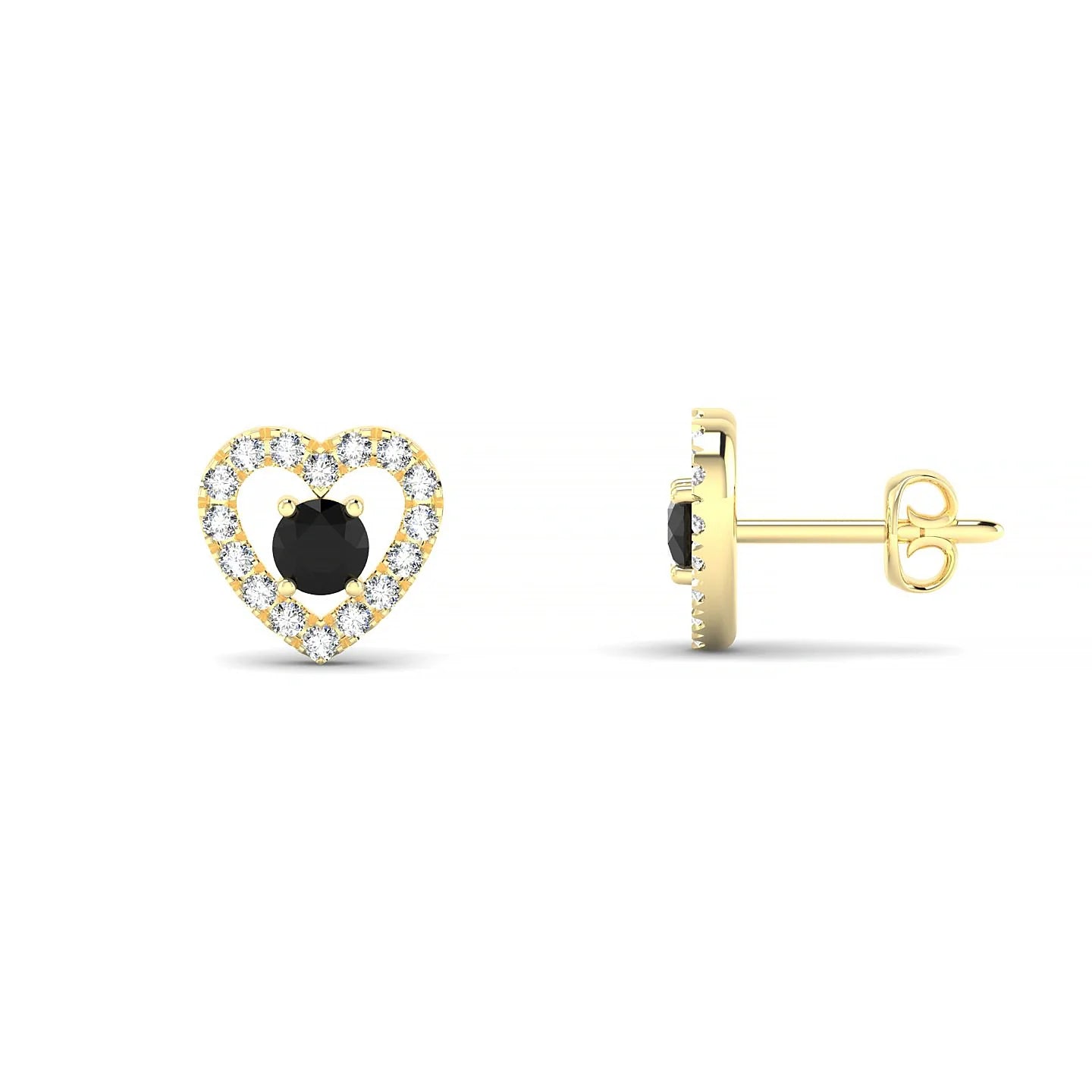 Desire | 18k Yellow Gold 3 mm Round Black Diamond Earrings