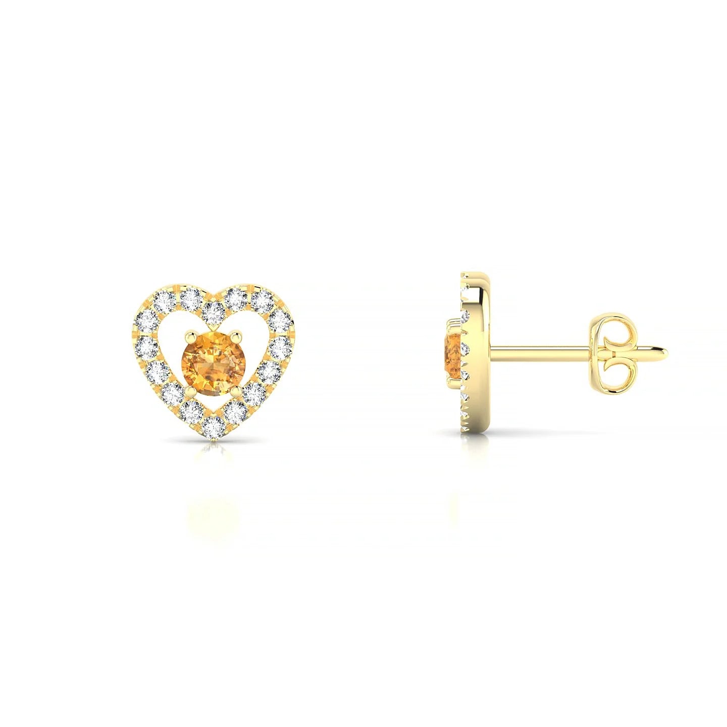 Desire | 18k Yellow Gold 3 mm Round Citrine Earrings