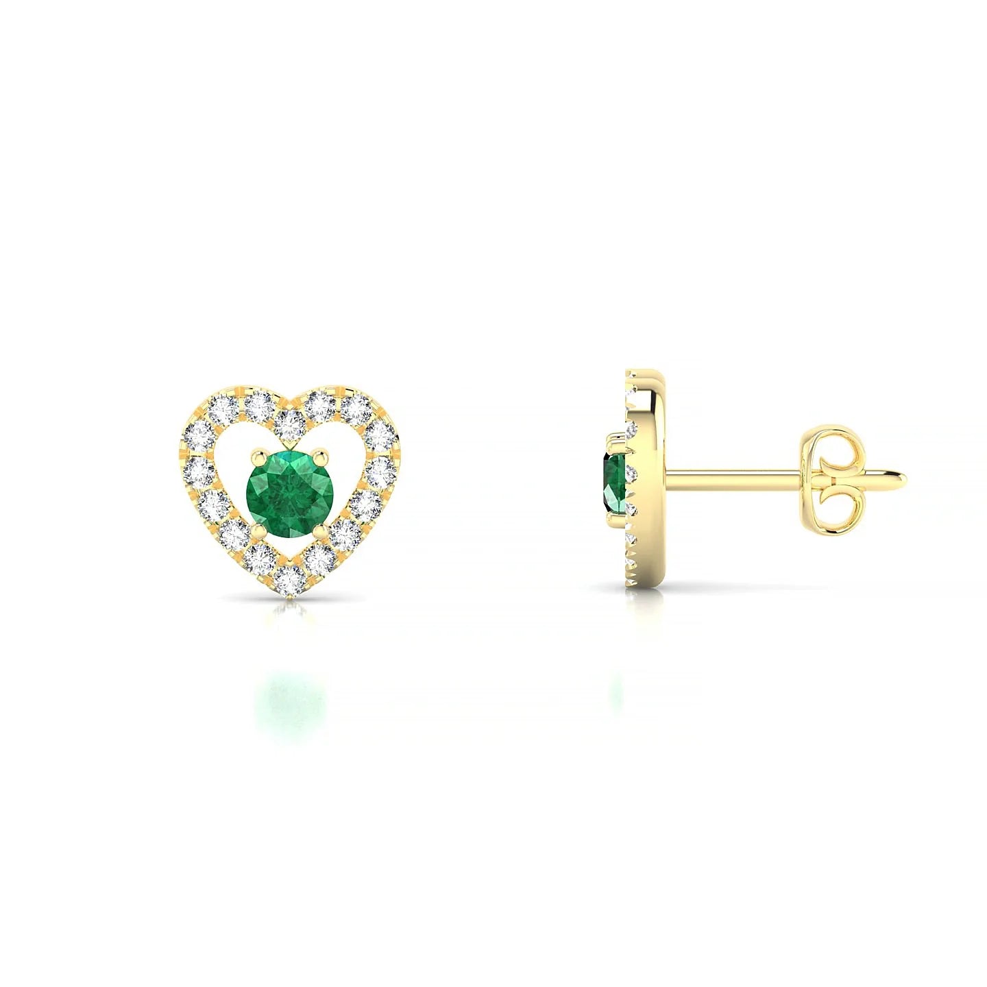 Desire | 18k Yellow Gold 3 mm Round Emerald Earrings