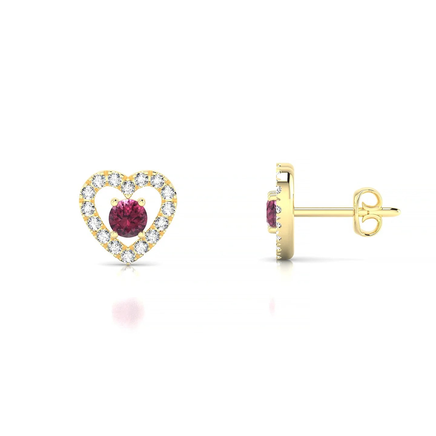Desire | 18k Yellow Gold 3 mm Round Rhodolite Earrings
