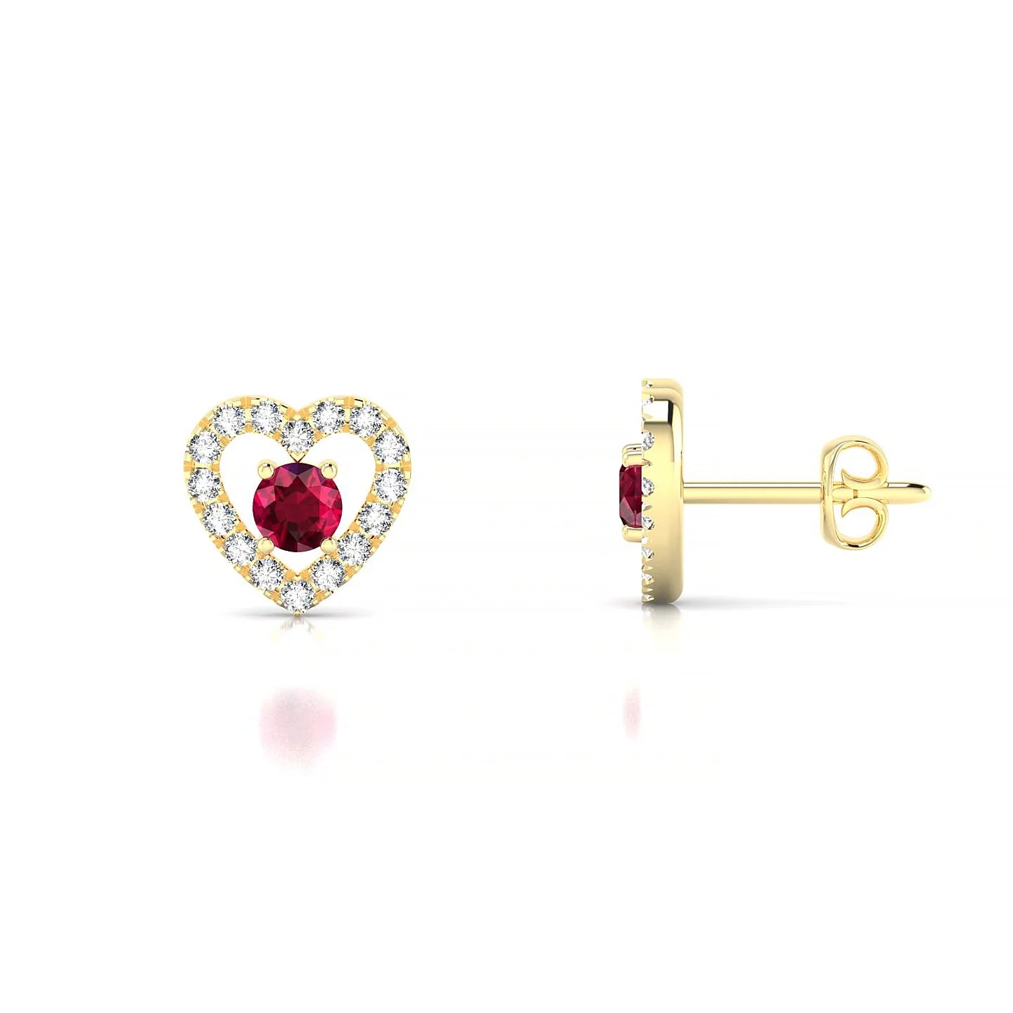 Desire | 18k Yellow Gold 3 mm Round Ruby Earrings