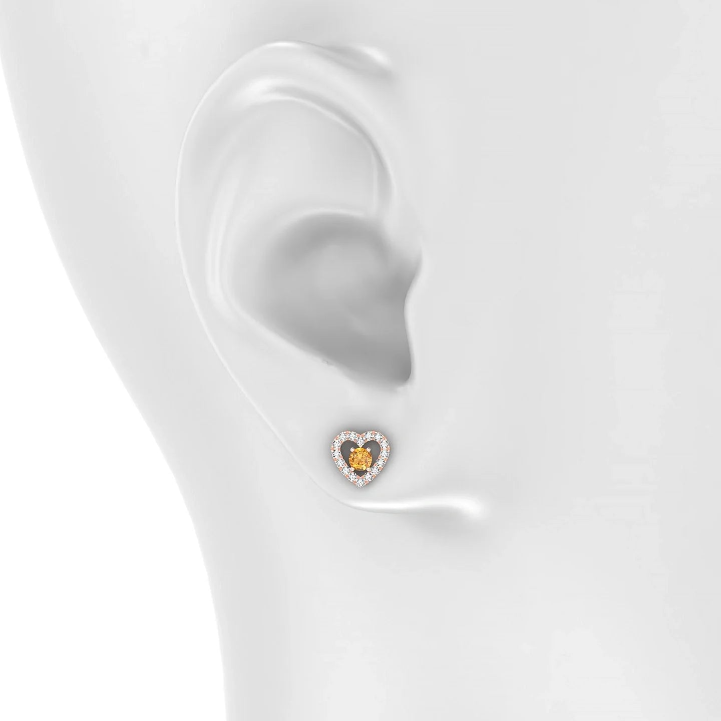 Desire | 18k Rose Gold 3 mm Round Citrine Earrings