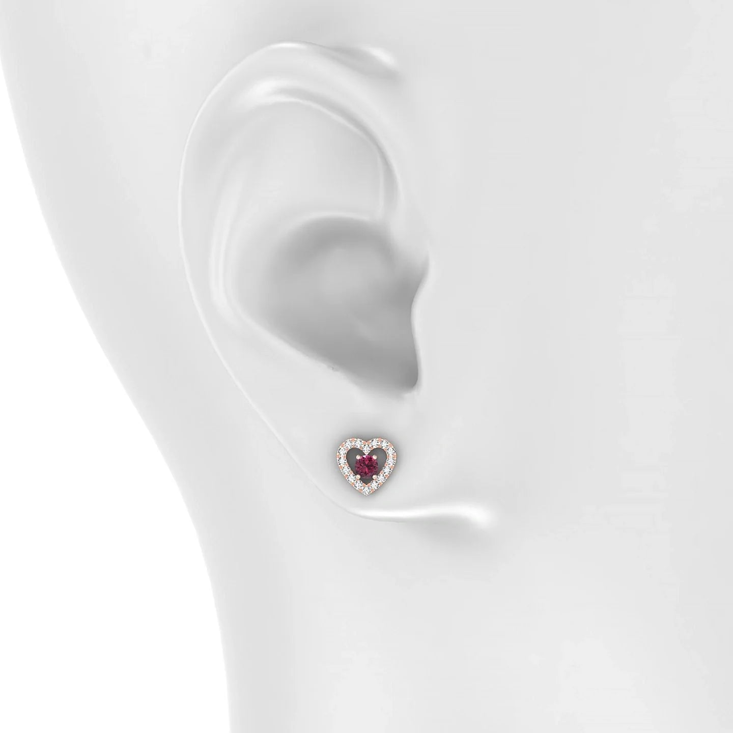Desire | 18k Rose Gold 3 mm Round Rhodolite Earrings