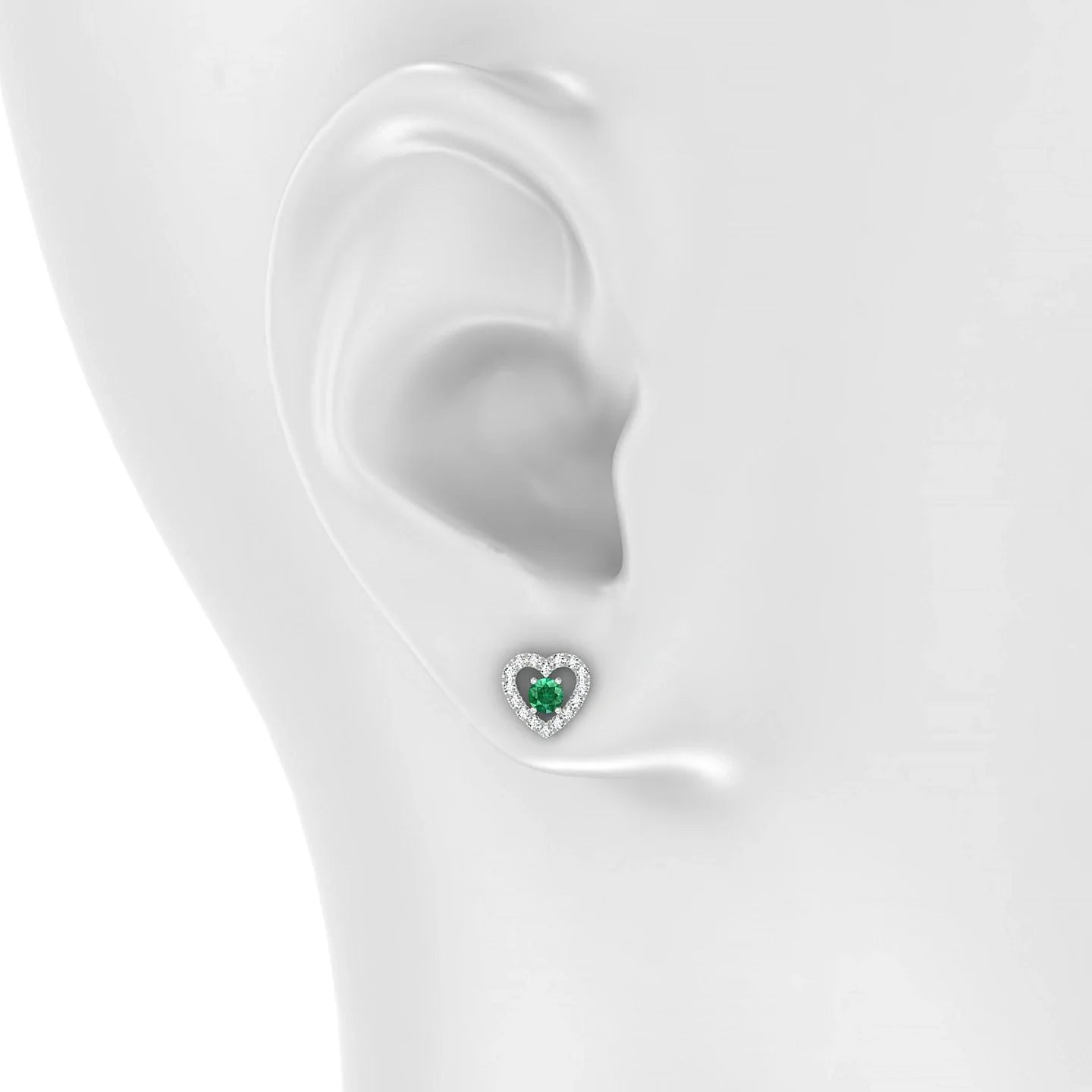 Desire | 18k White Gold 3 mm Round Emerald Earrings