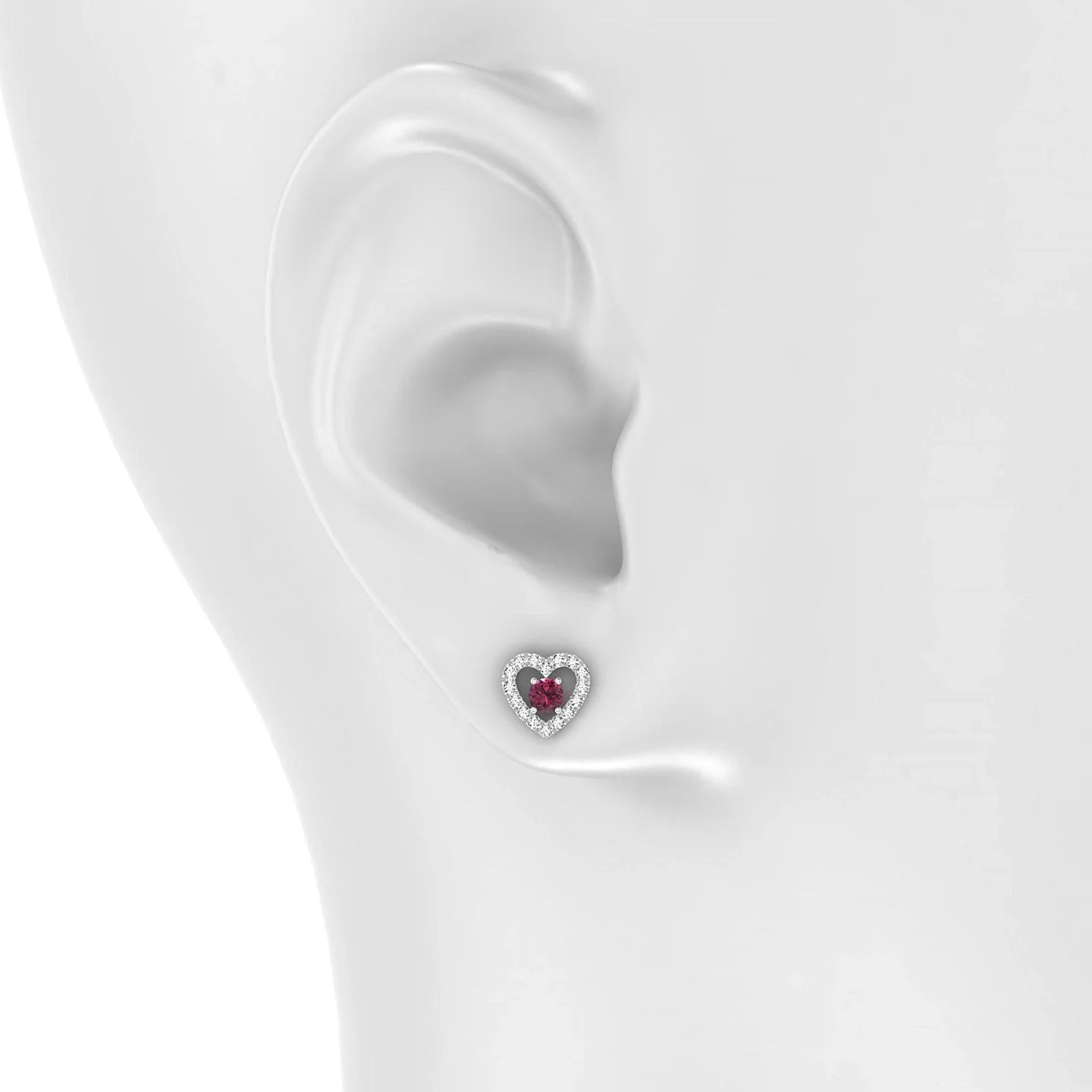 Desire | 18k White Gold 3 mm Round Rhodolite Earrings