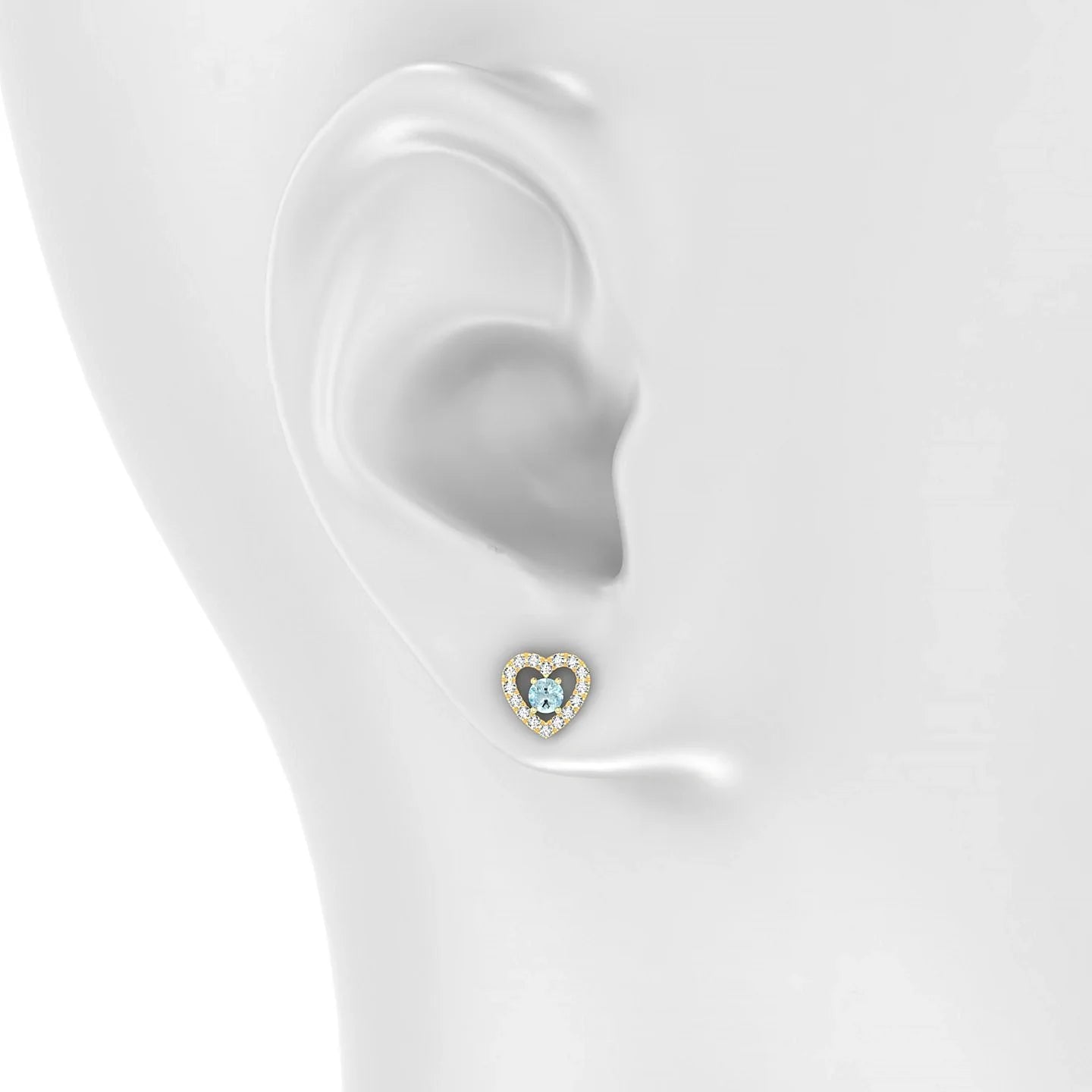 Desire | 18k Yellow Gold 3 mm Round Aquamarine Earrings