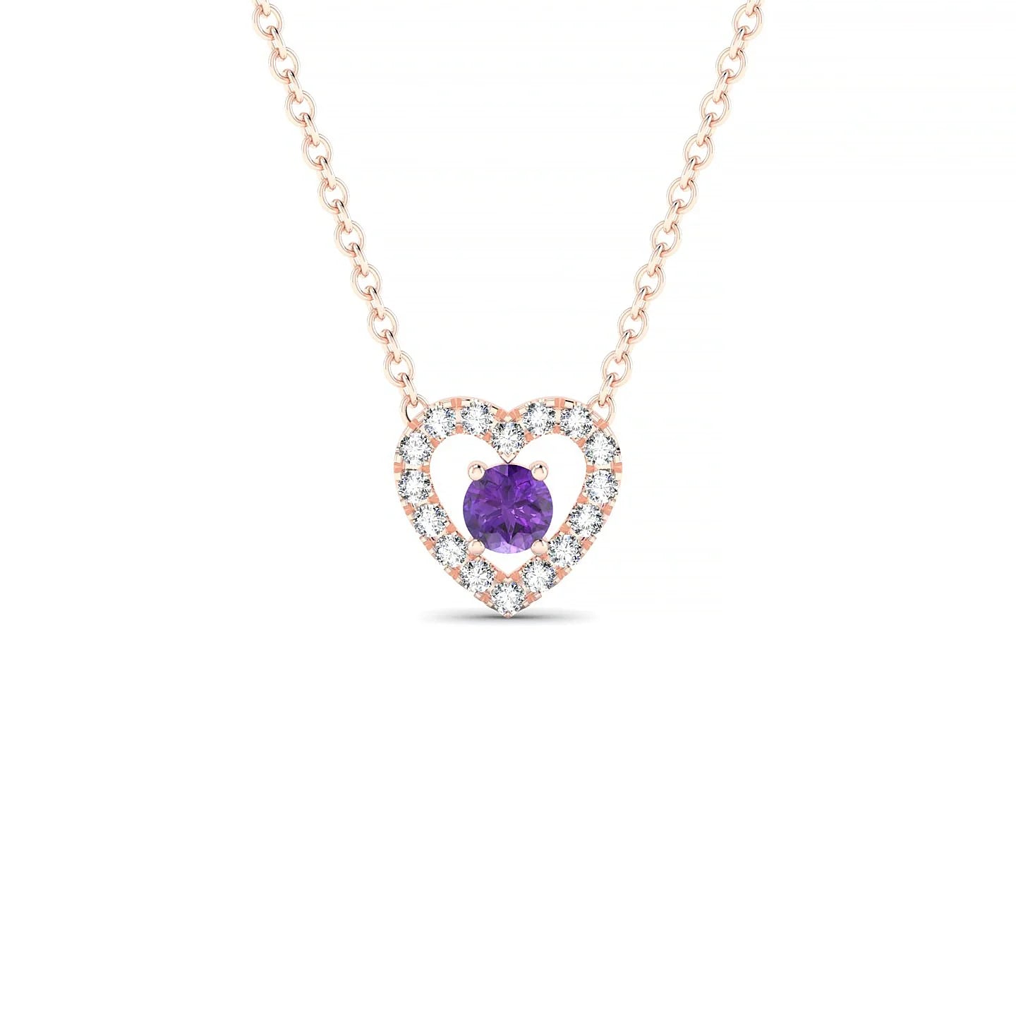 Desire | 18k Rose Gold 3 mm Round Amethyst Pendant