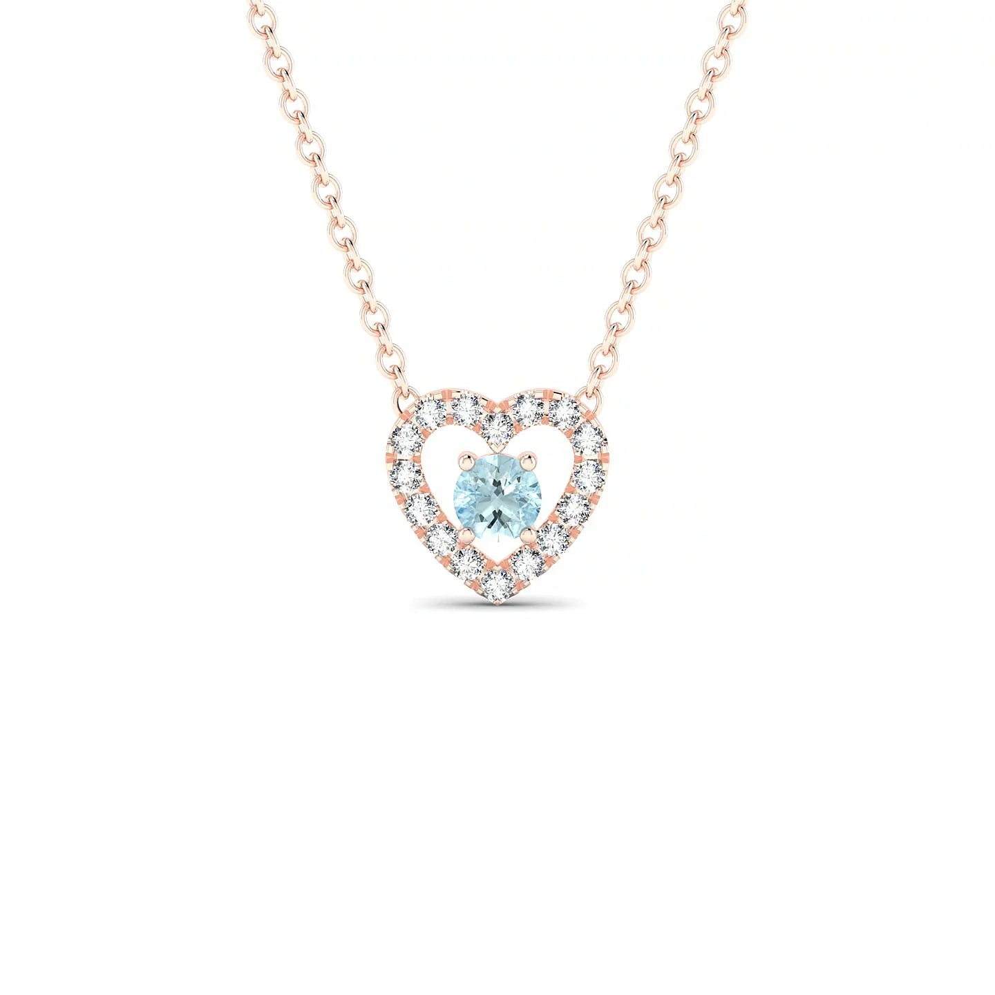 Desire | 18k Rose Gold 3 mm Round Aquamarine Pendant