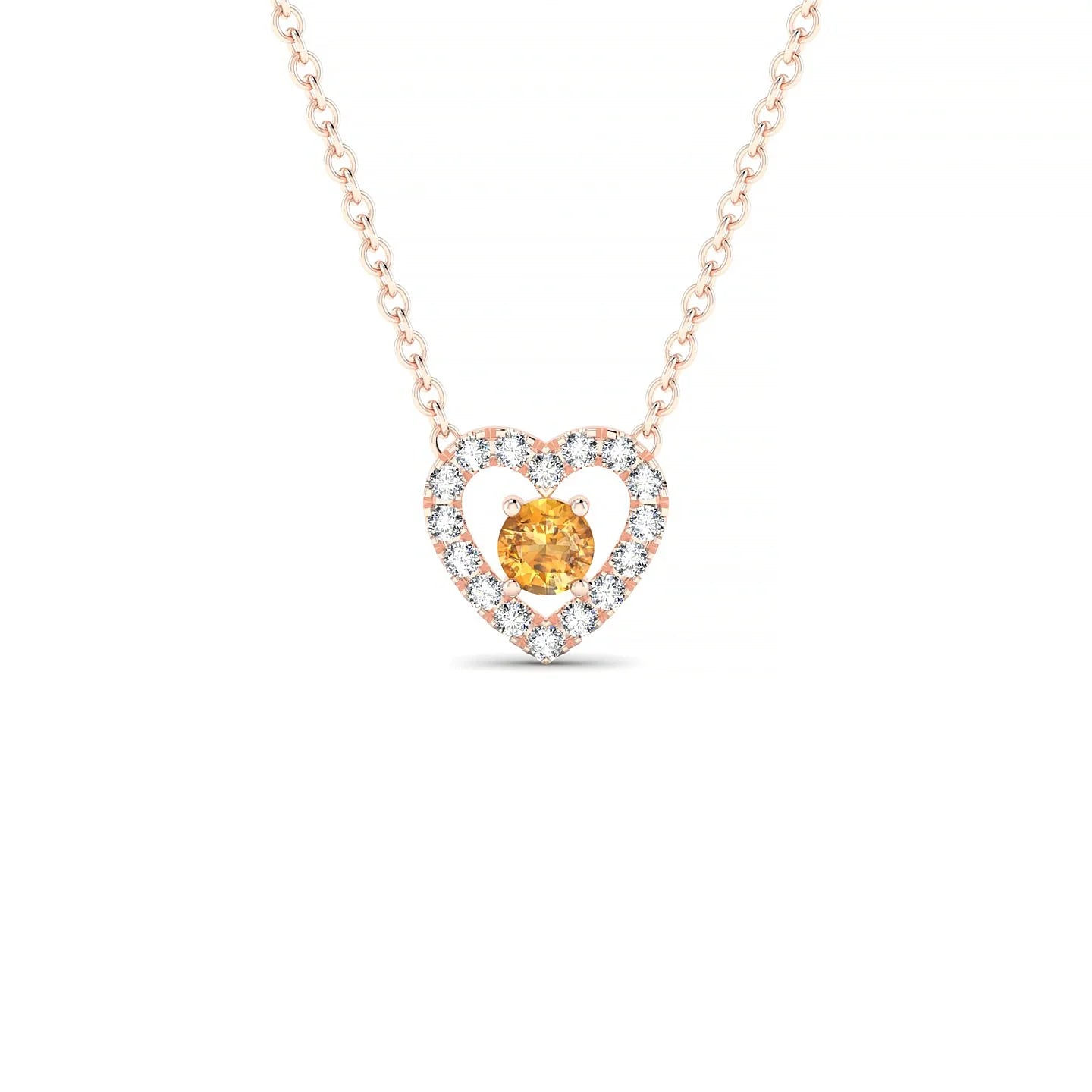 Desire | 18k Rose Gold 3 mm Round Citrine Pendant