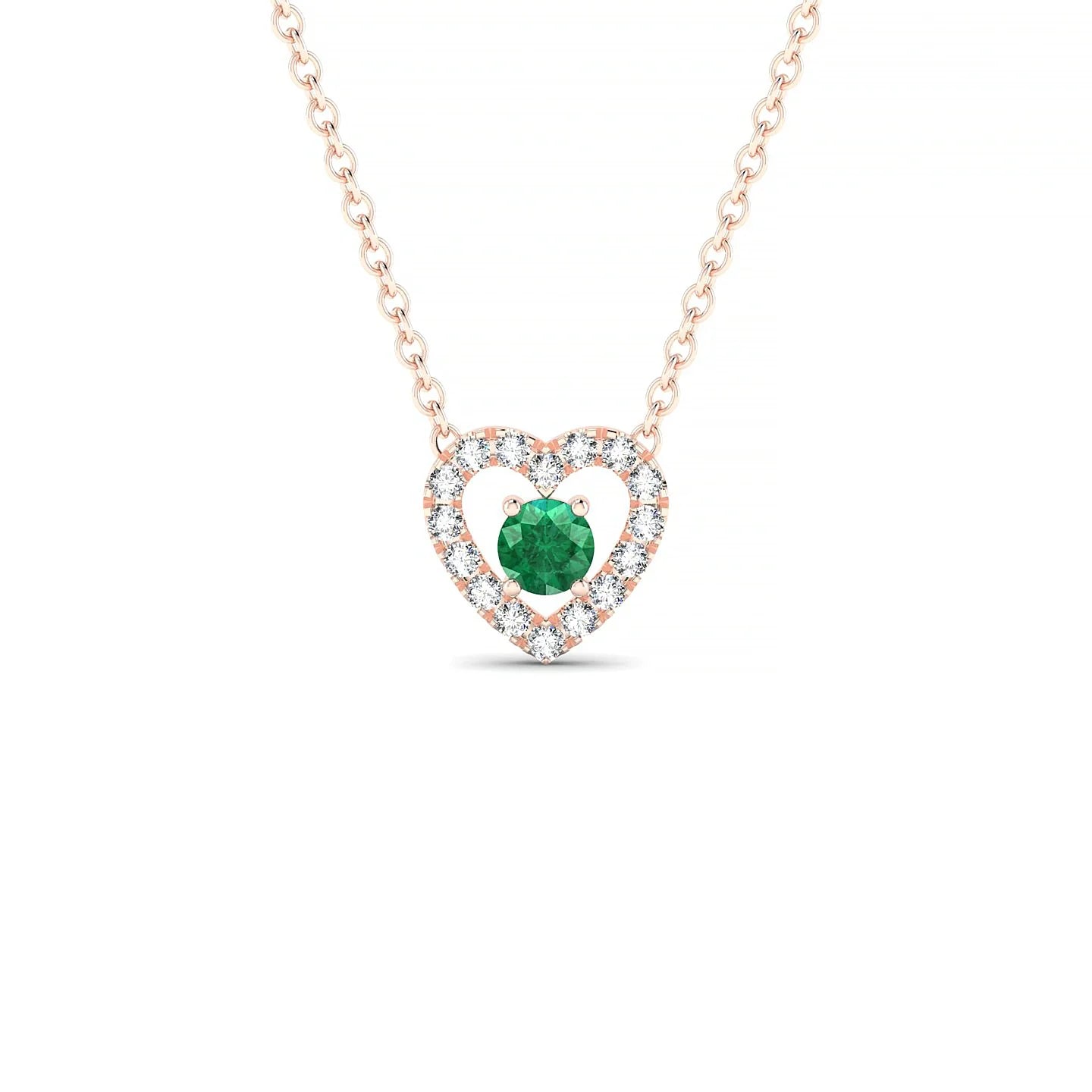 Desire | 18k Rose Gold 3 mm Round Emerald Pendant