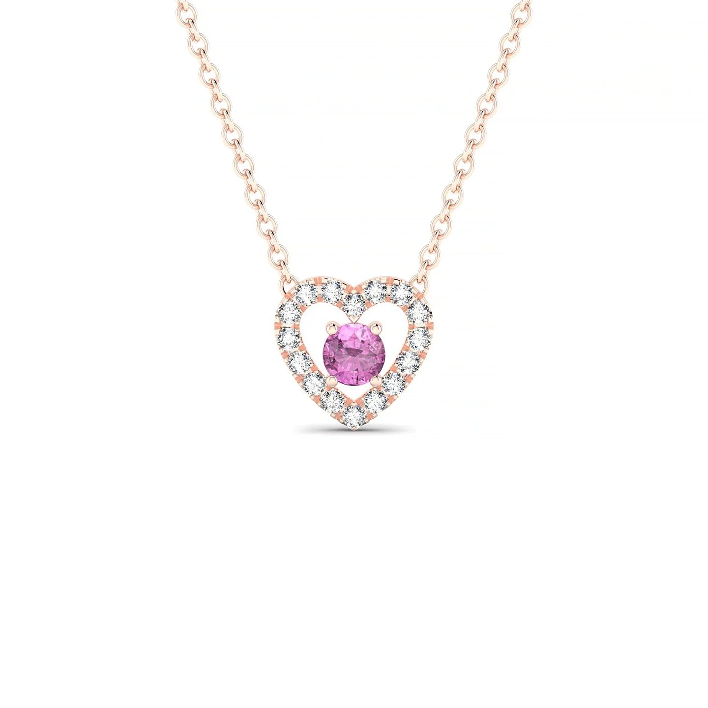 Desire | 18k Rose Gold 3 mm Round Pink Sapphire Pendant