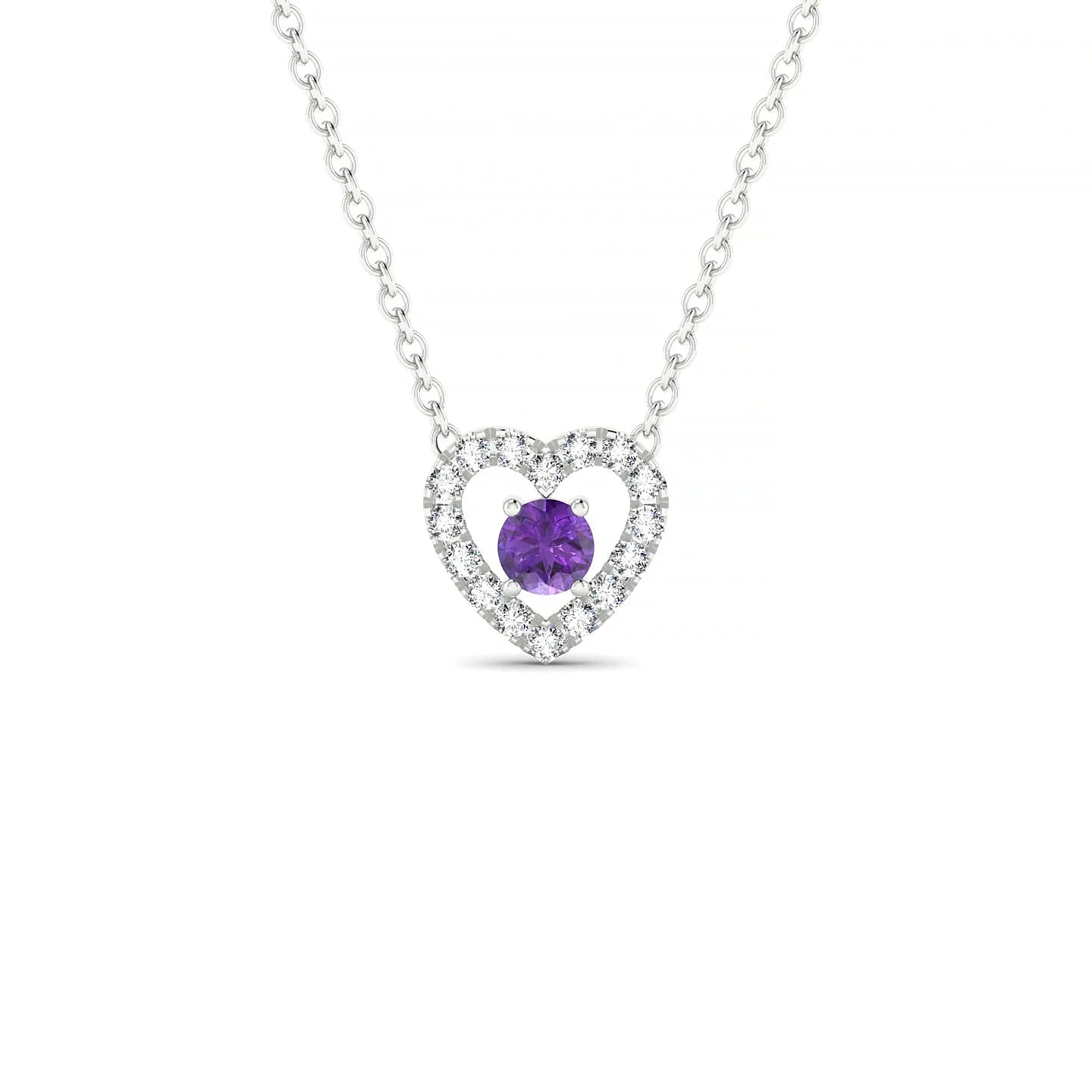 Desire | 18k White Gold 3 mm Round Amethyst Pendant