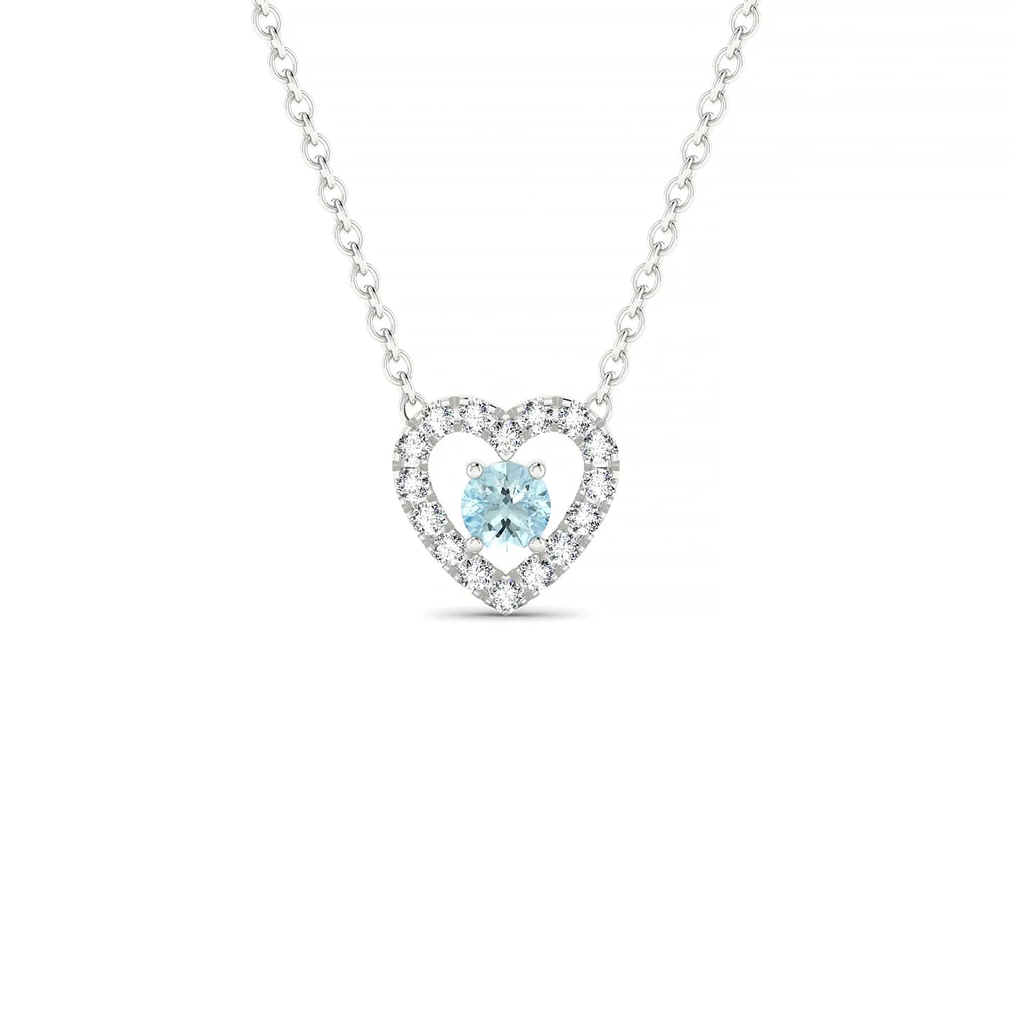 Desire | 18k White Gold 3 mm Round Aquamarine Pendant